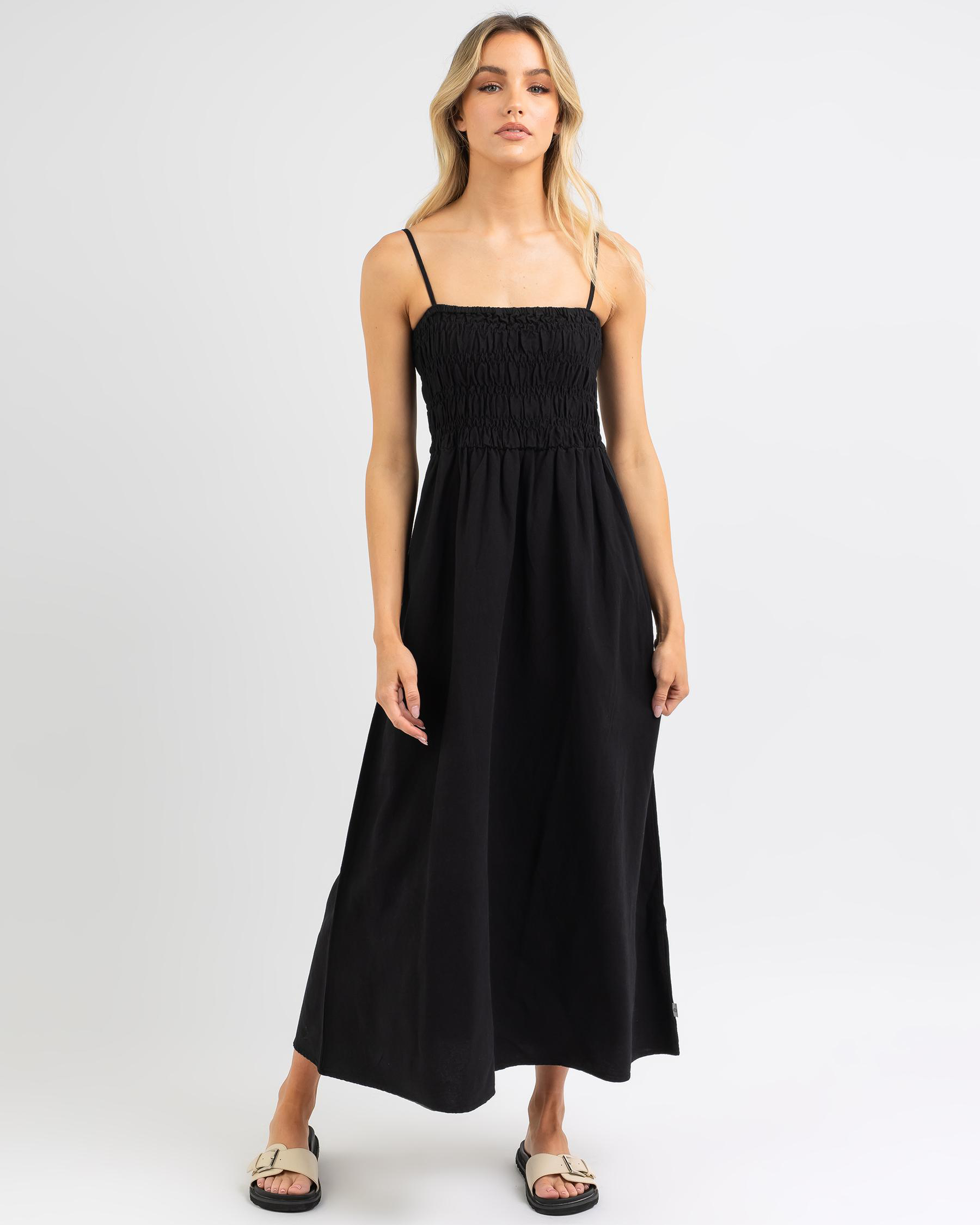 Classic Shirred Midi Dress