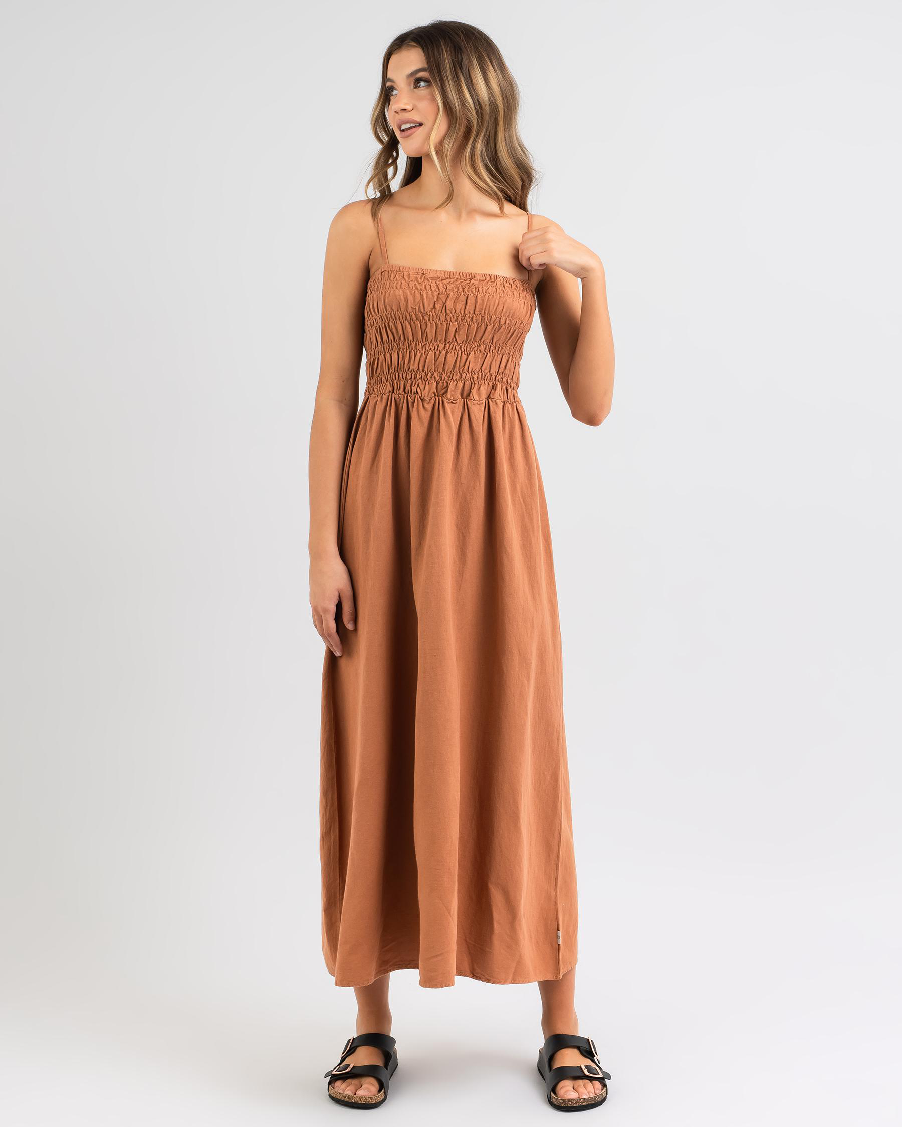 Classic Shirred Midi Dress