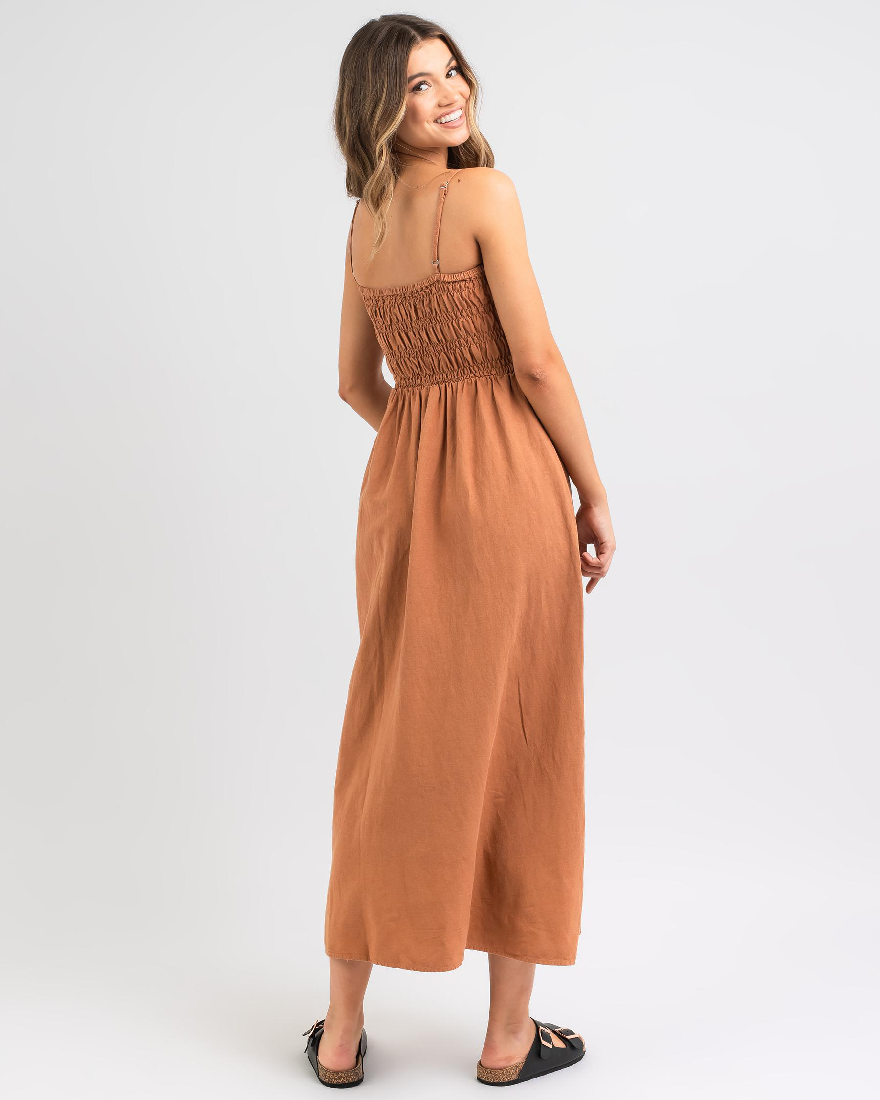 Classic Shirred Midi Dress