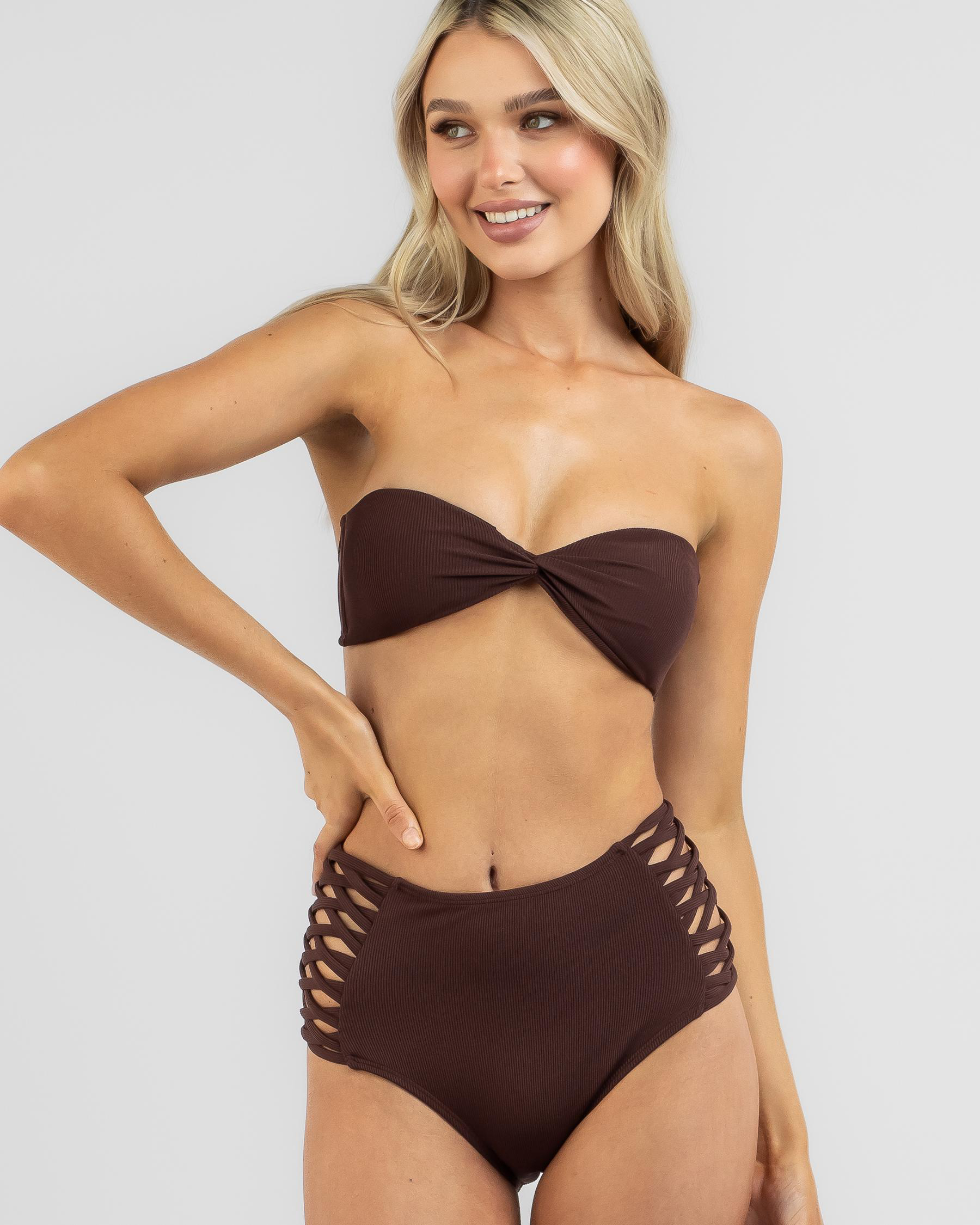 Alexis Rib Twist Bandeau Bikini Top