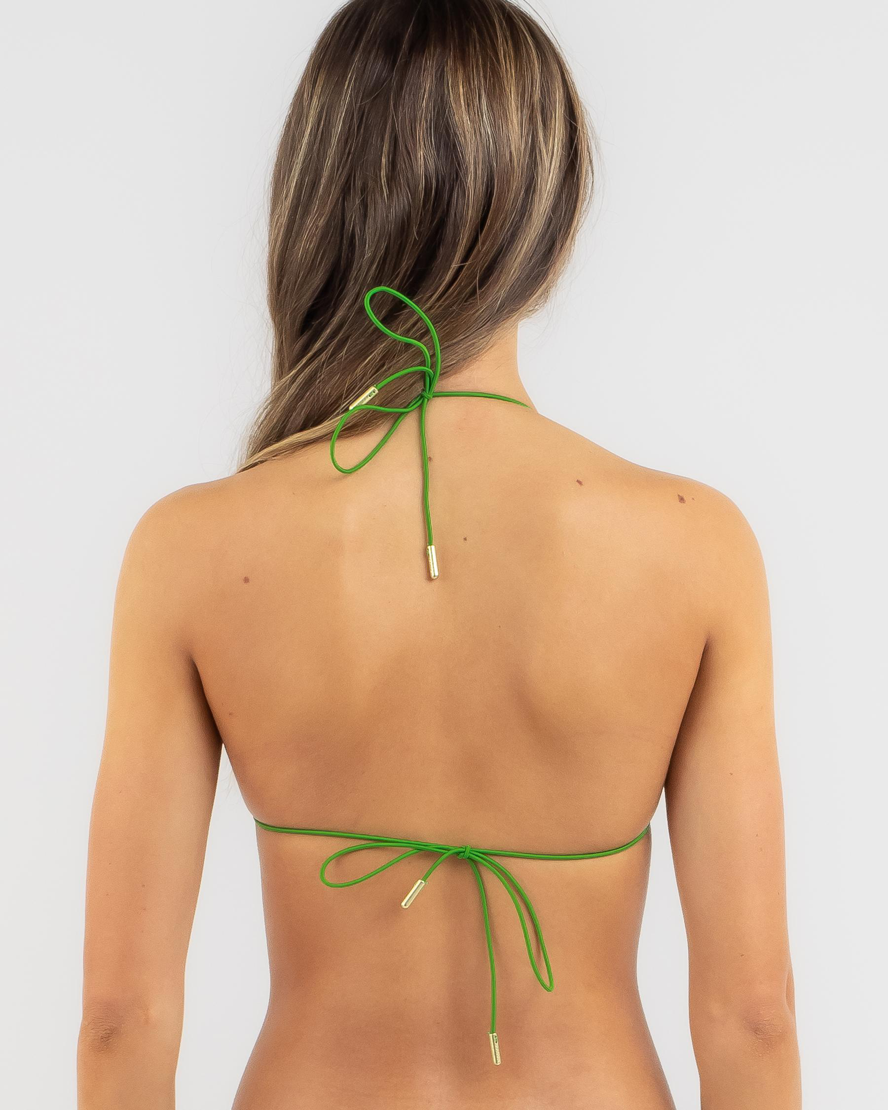 Palm Stripe Triangle Bikini Top