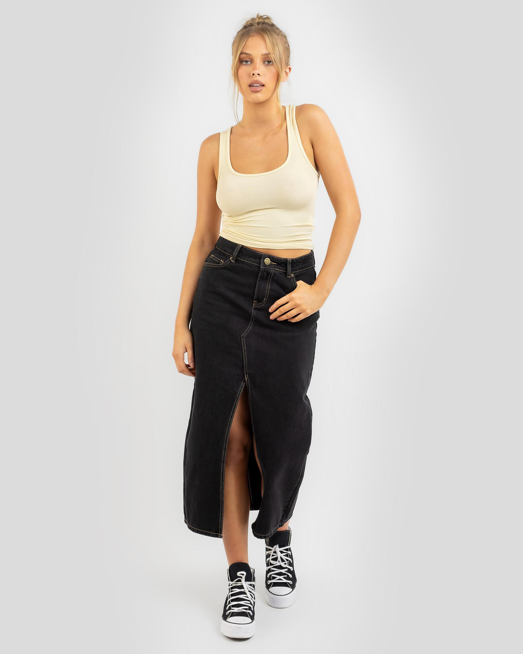 Basic Scoop Neck Rib Tank Top