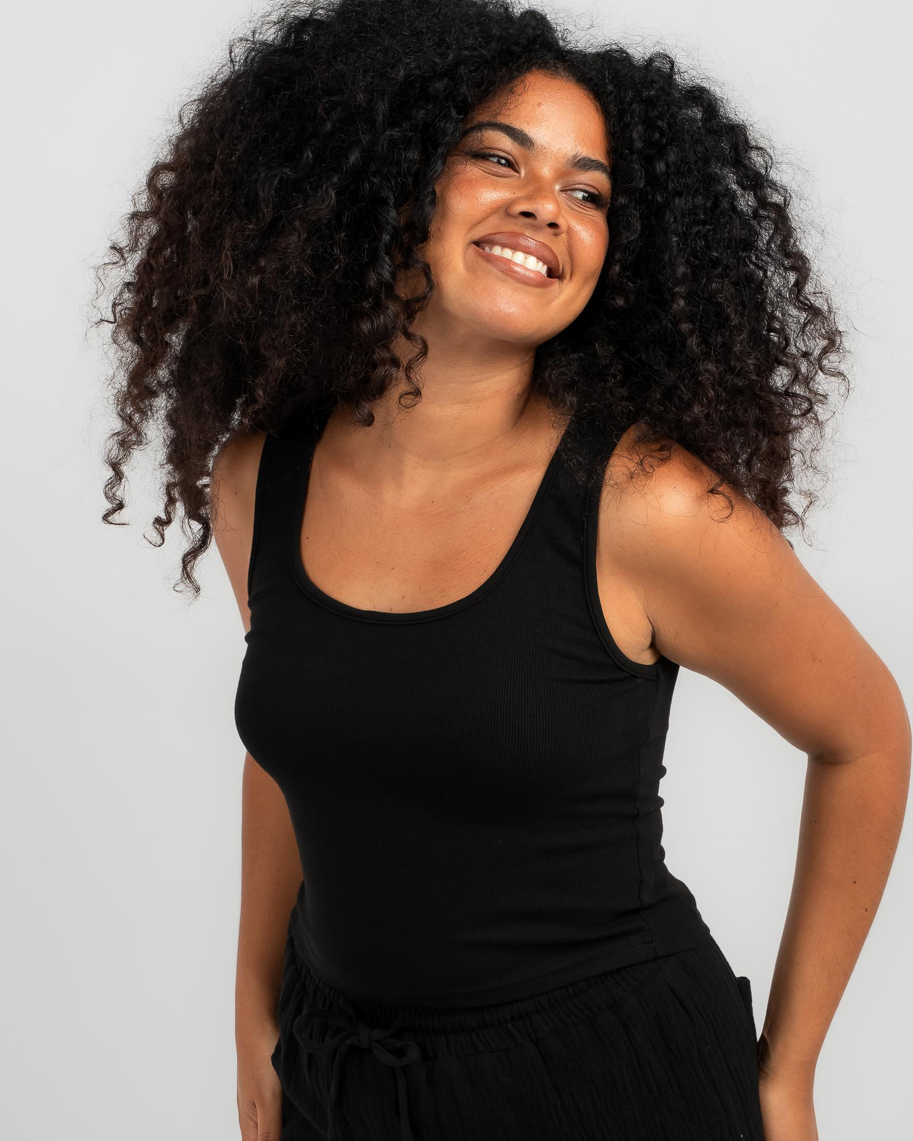 Basic Scoop Neck Rib Tank Top