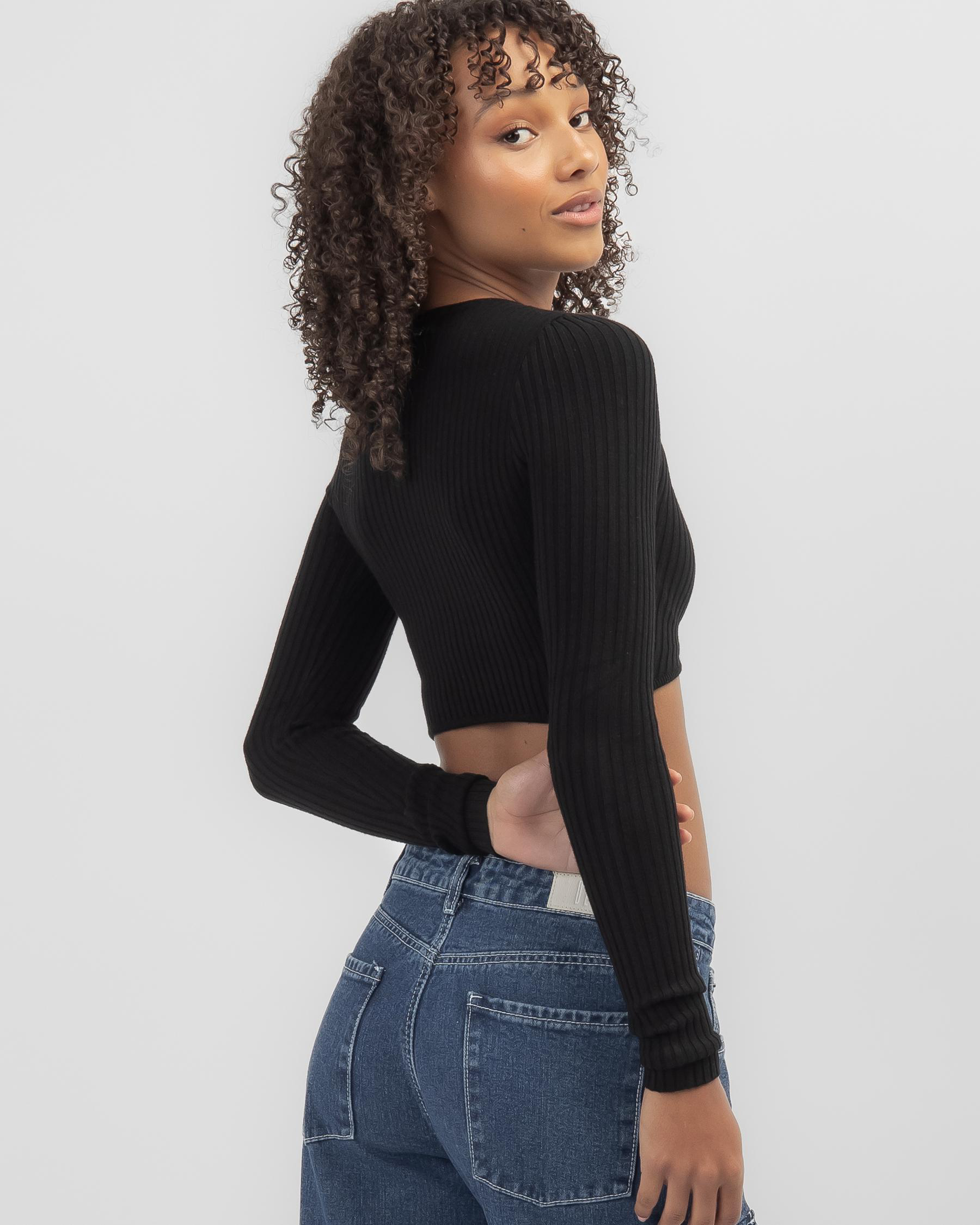 Hank Long Sleeve Crop Knit Top