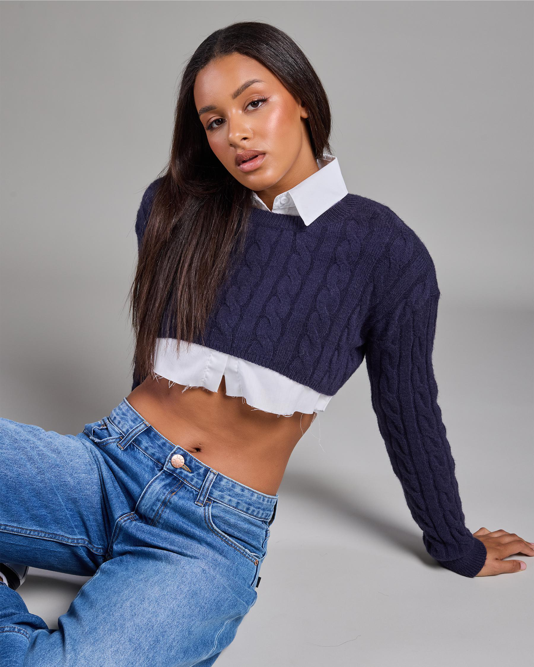 Oxford Layered Cable Knit Jumper