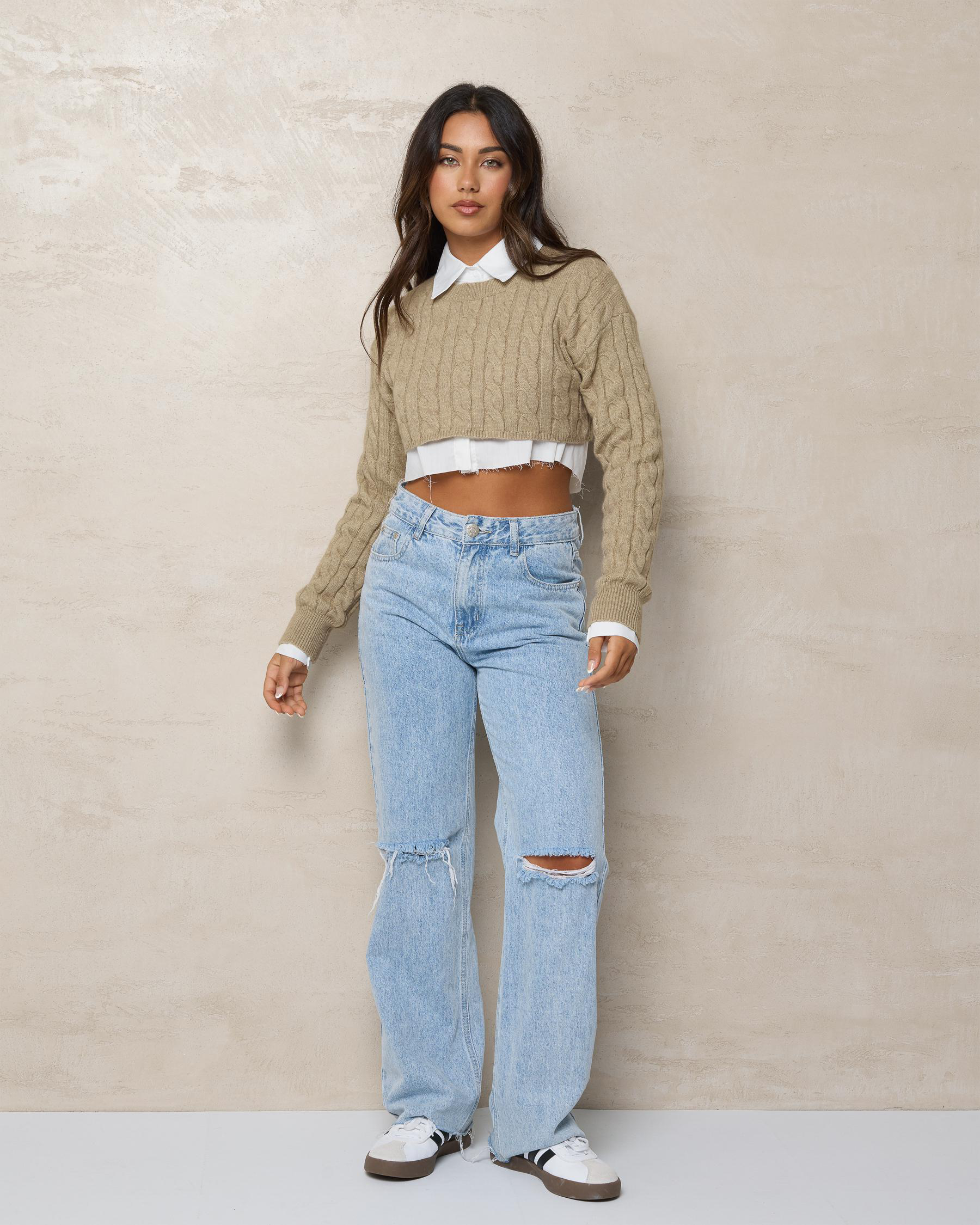 Oxford Layered Cable Knit Jumper