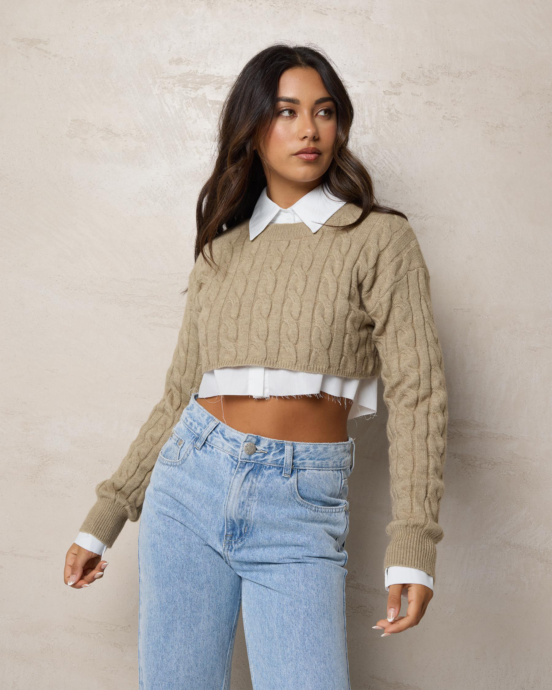 Oxford Layered Cable Knit Jumper