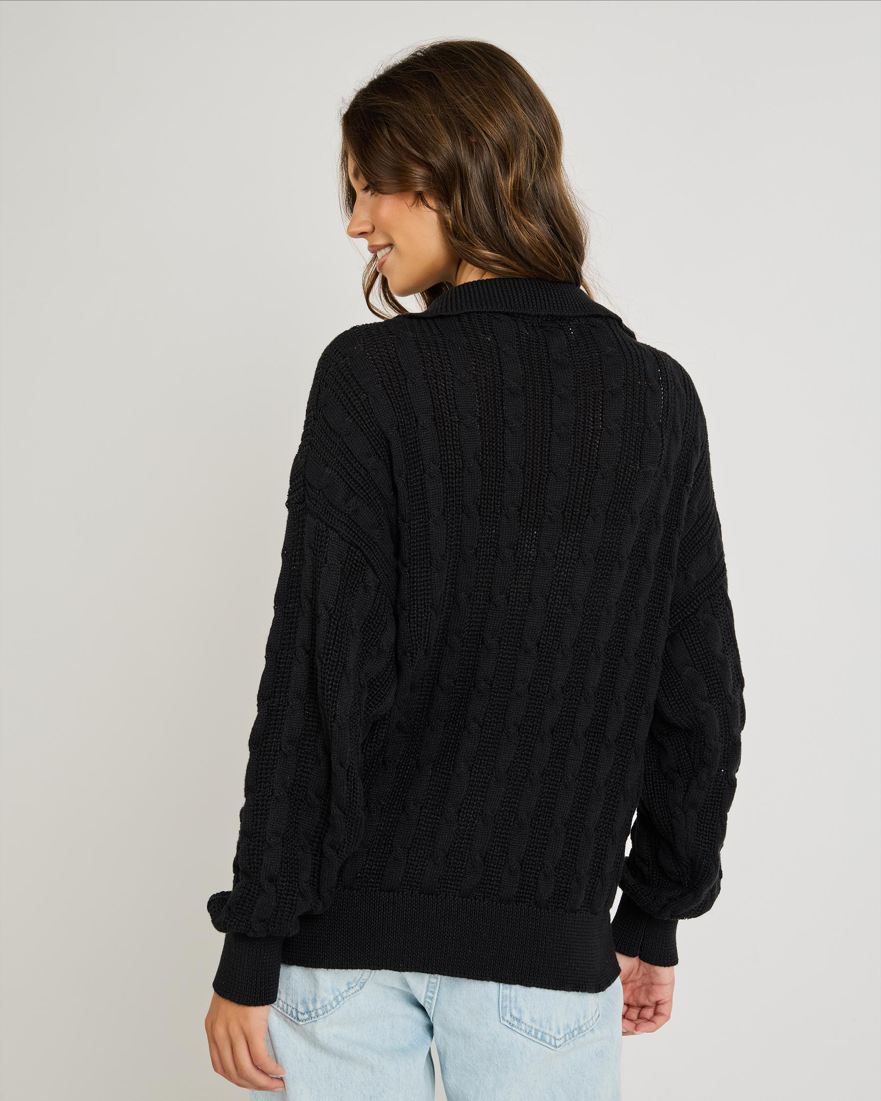 Judy Half Zip Collared Cable Knit Jumper