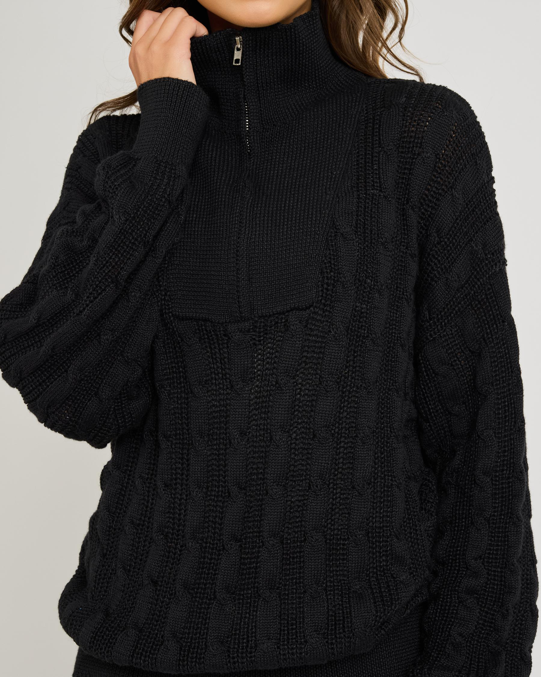 Judy Half Zip Collared Cable Knit Jumper