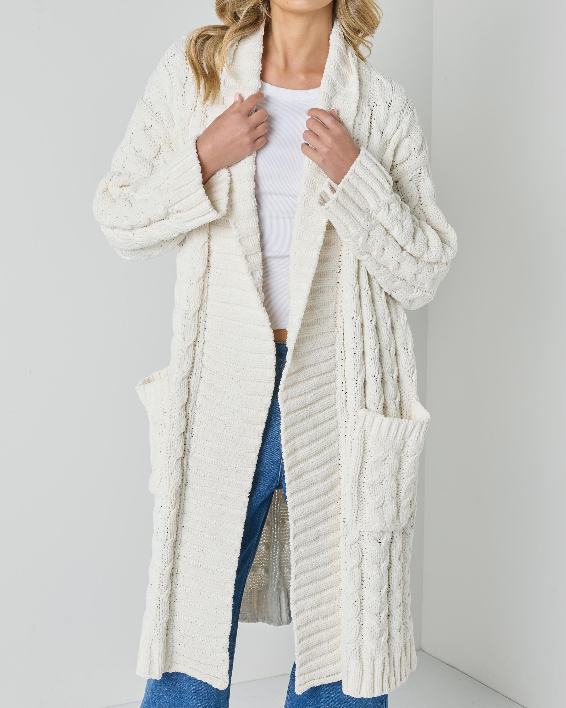 Vogue Longline Cable Knit Cardigan