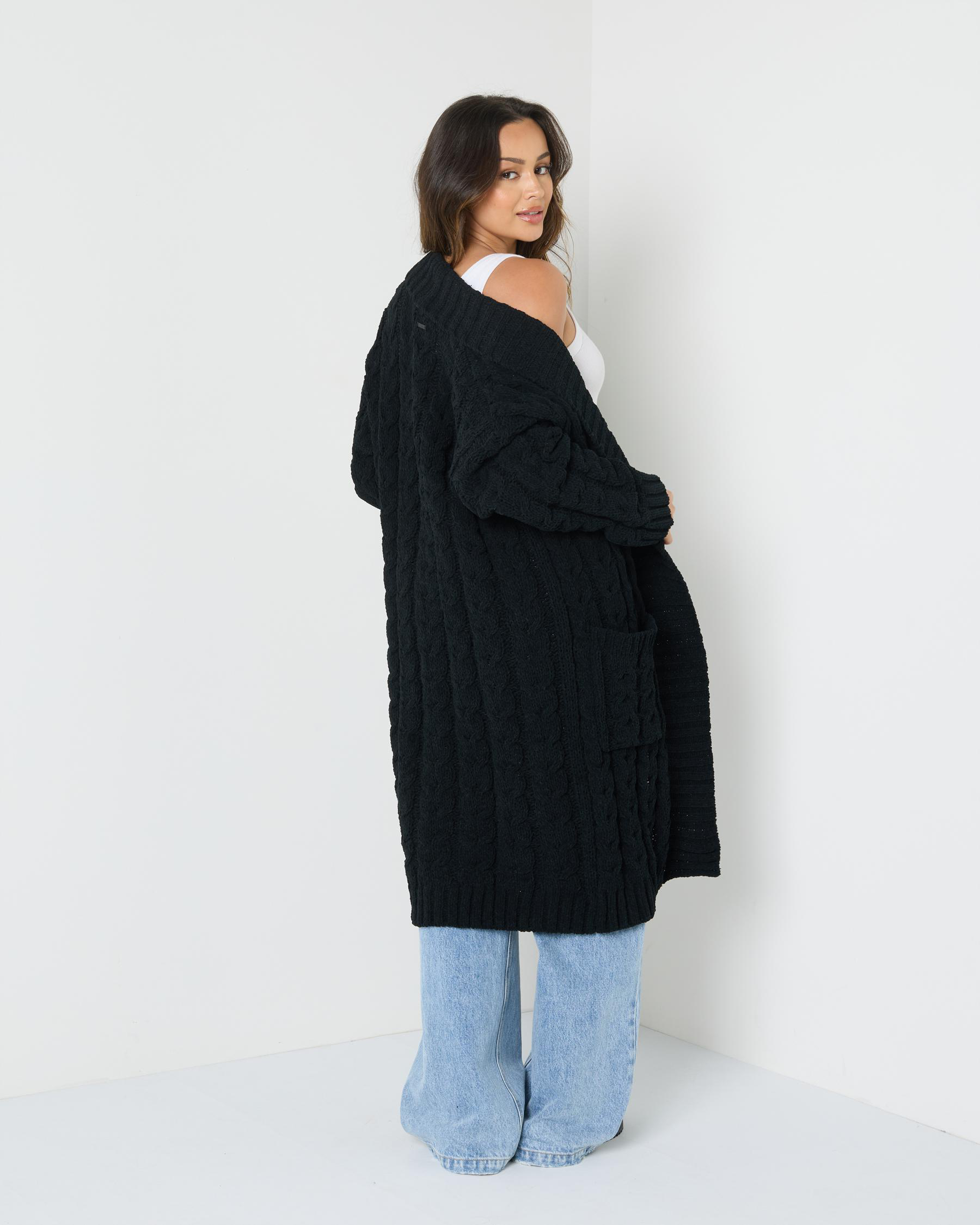 Vogue Longline Cable Knit Cardigan