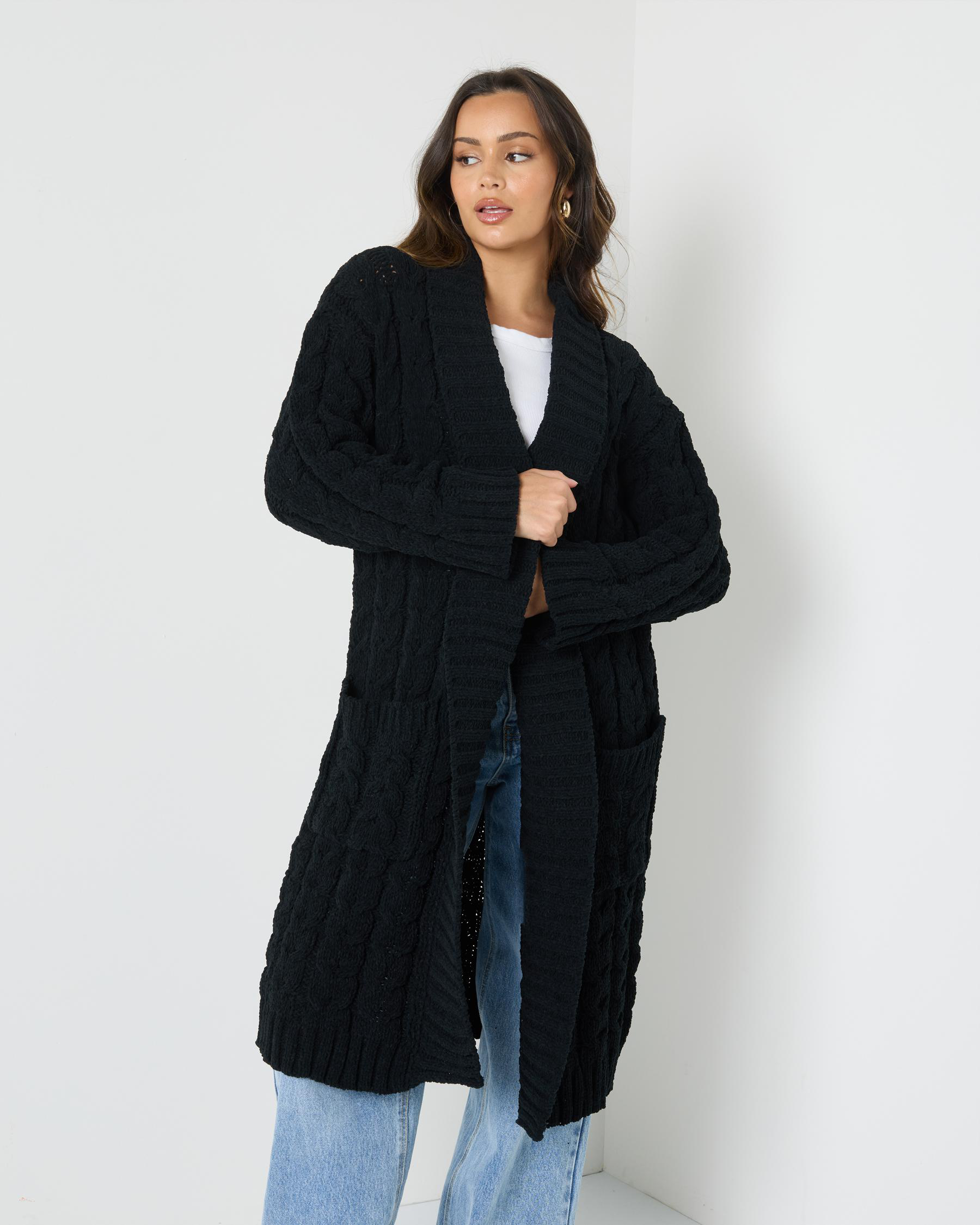 Vogue Longline Cable Knit Cardigan