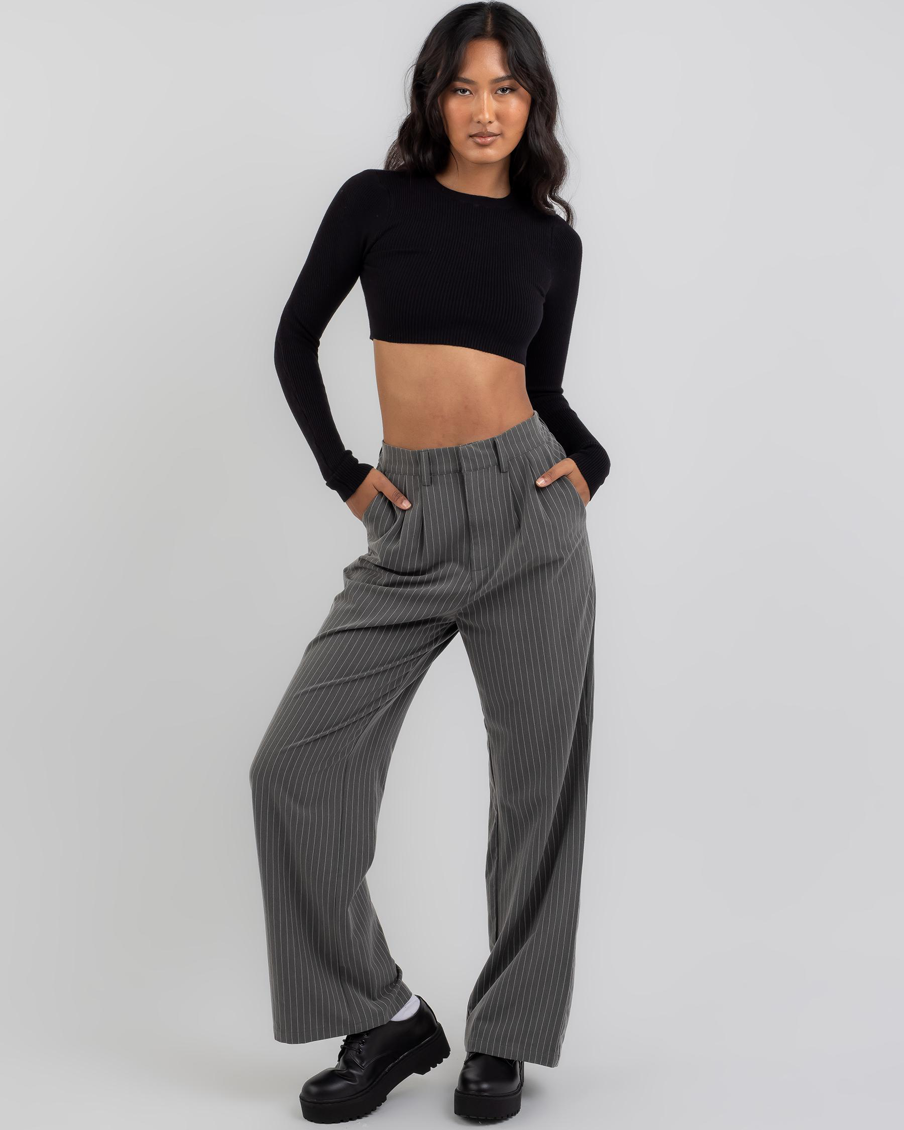 Basic Long Sleeve Knit Crop Top