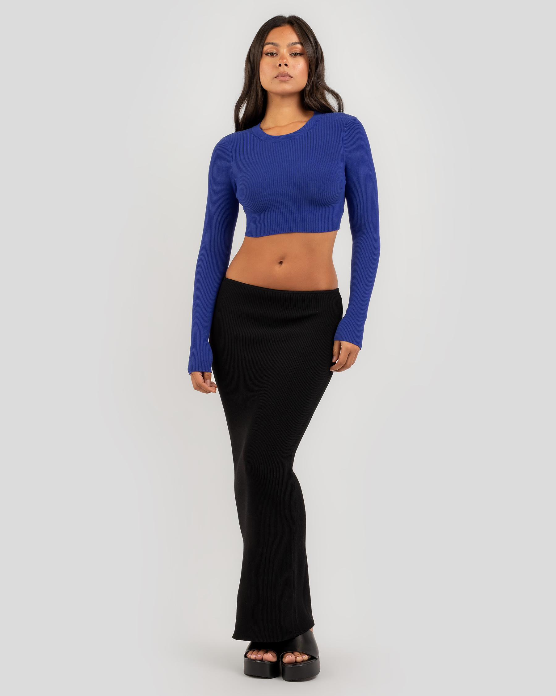 Basic Long Sleeve Knit Crop Top