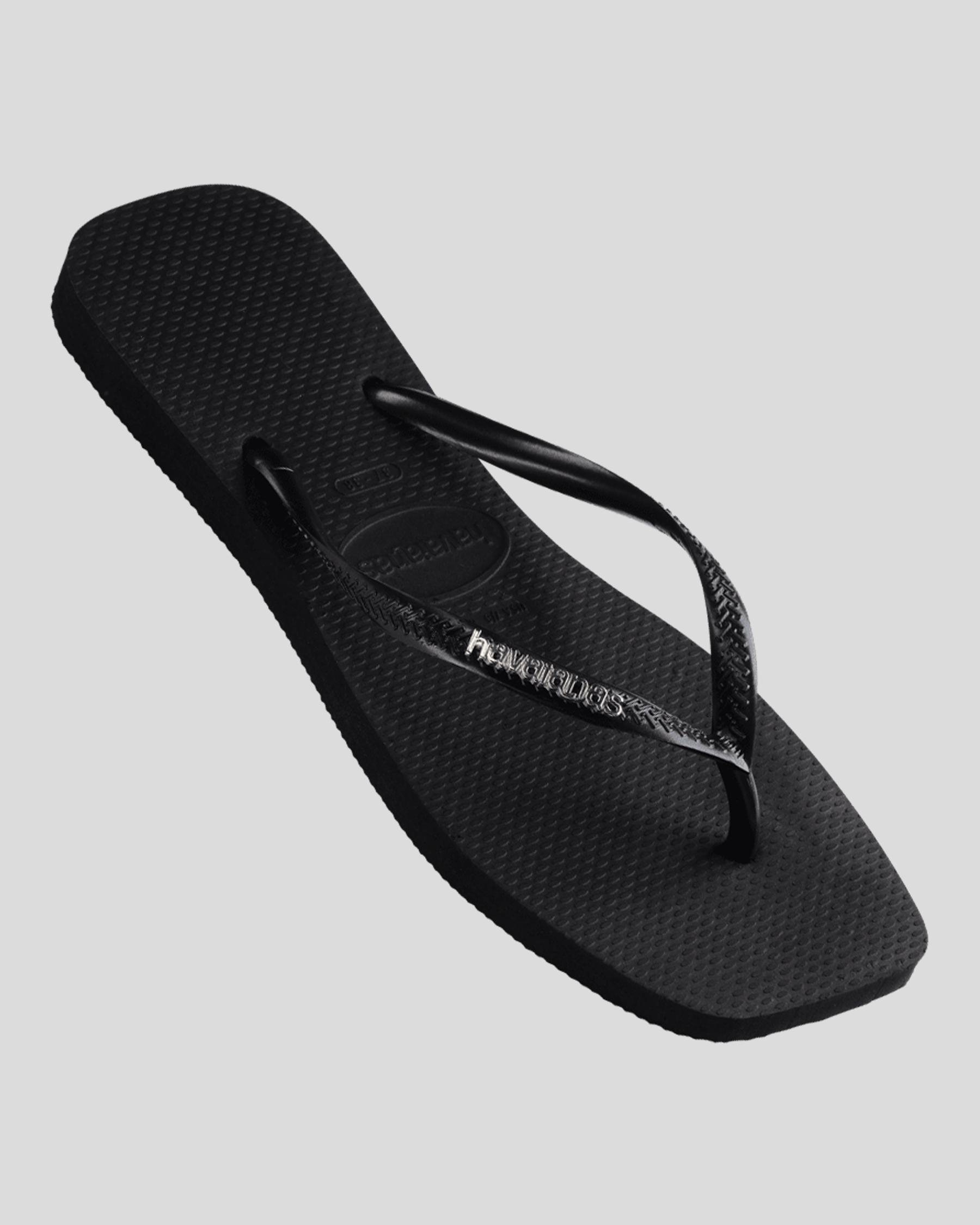 Slim Square Metal Logo Thongs