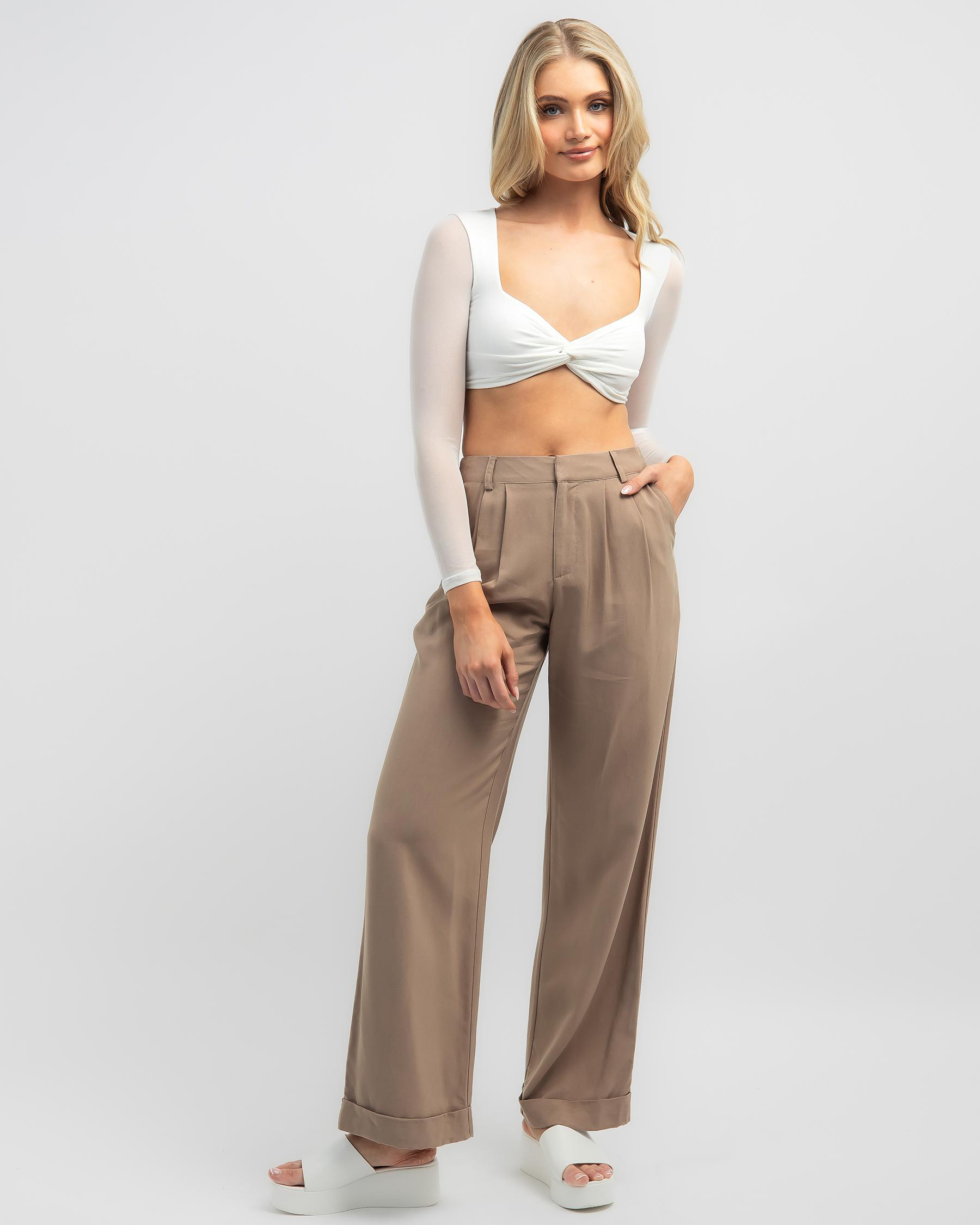 James Mesh Long Sleeve Crop Top