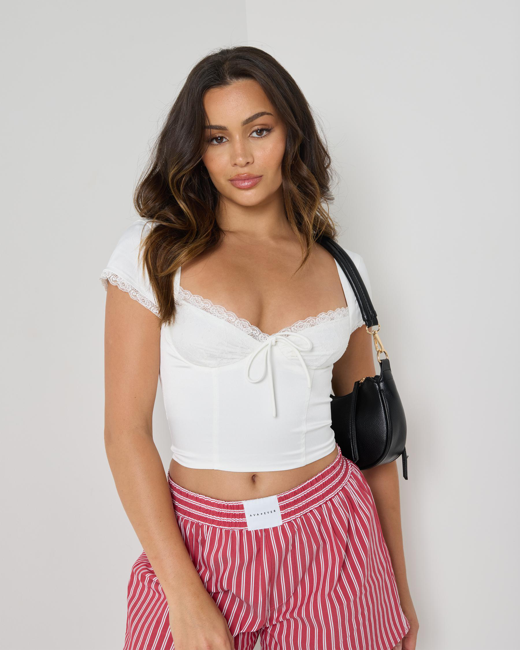 Kate Lace Tie Front Top