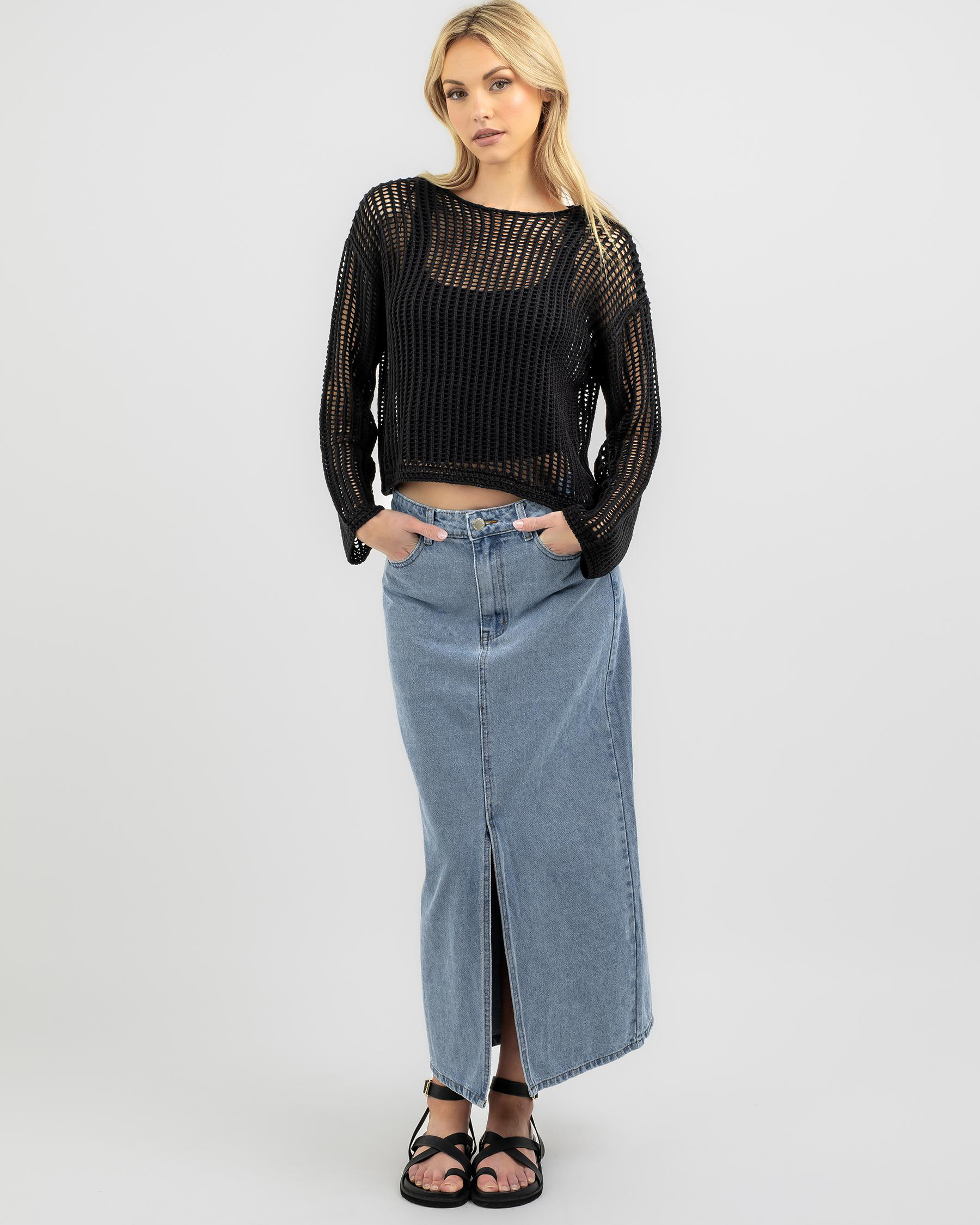 Alexa Crochet Long Sleeve Top