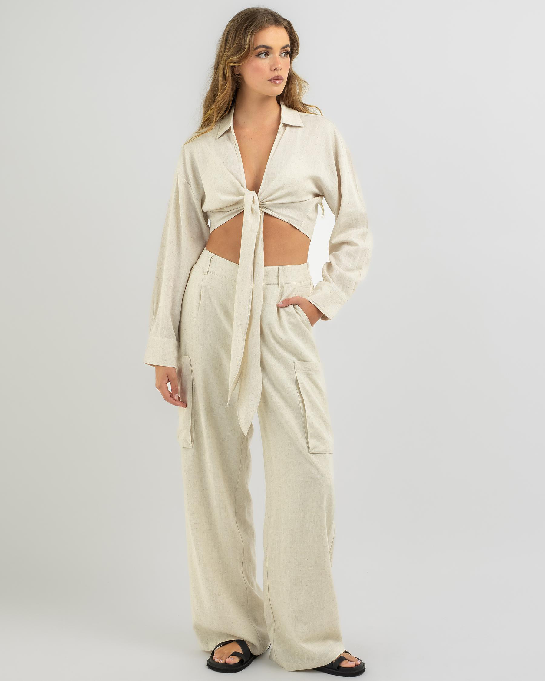 Lily Hawaii Tie Up Long Sleeve Shirt