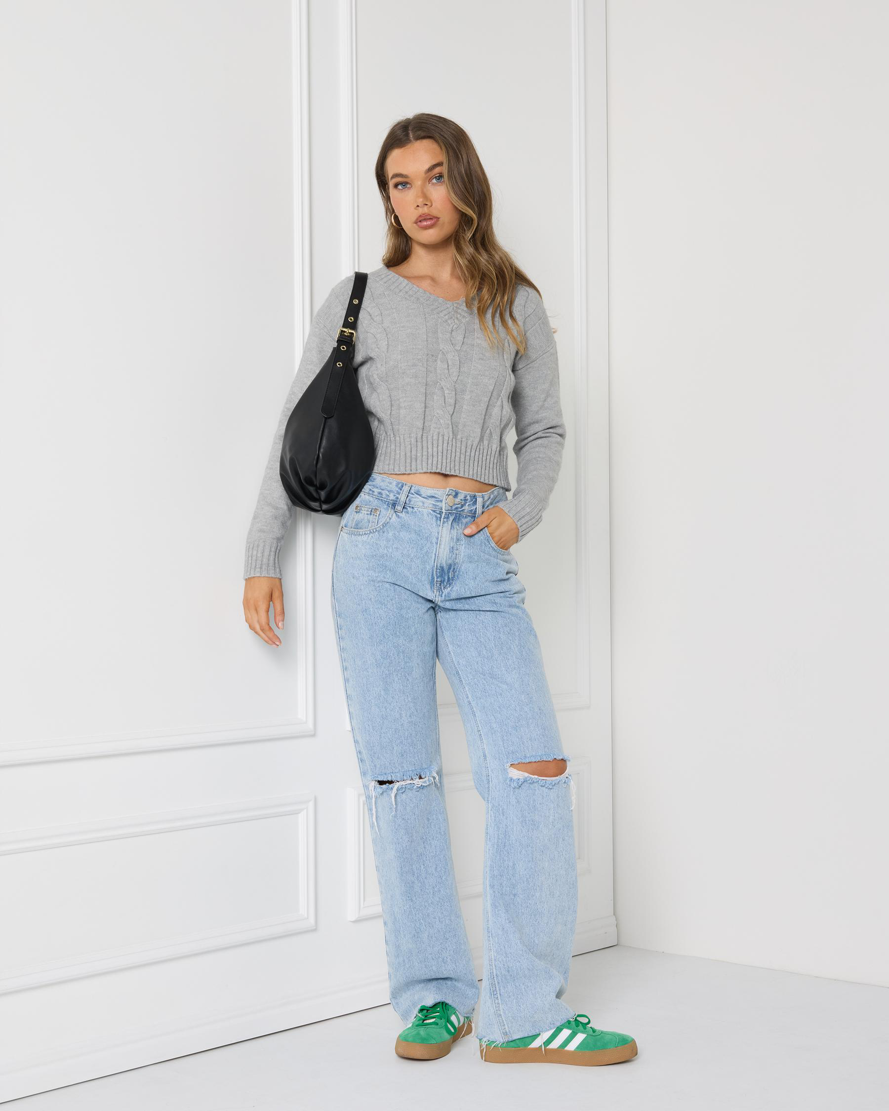 Dee Cable V Neck Knit Jumper