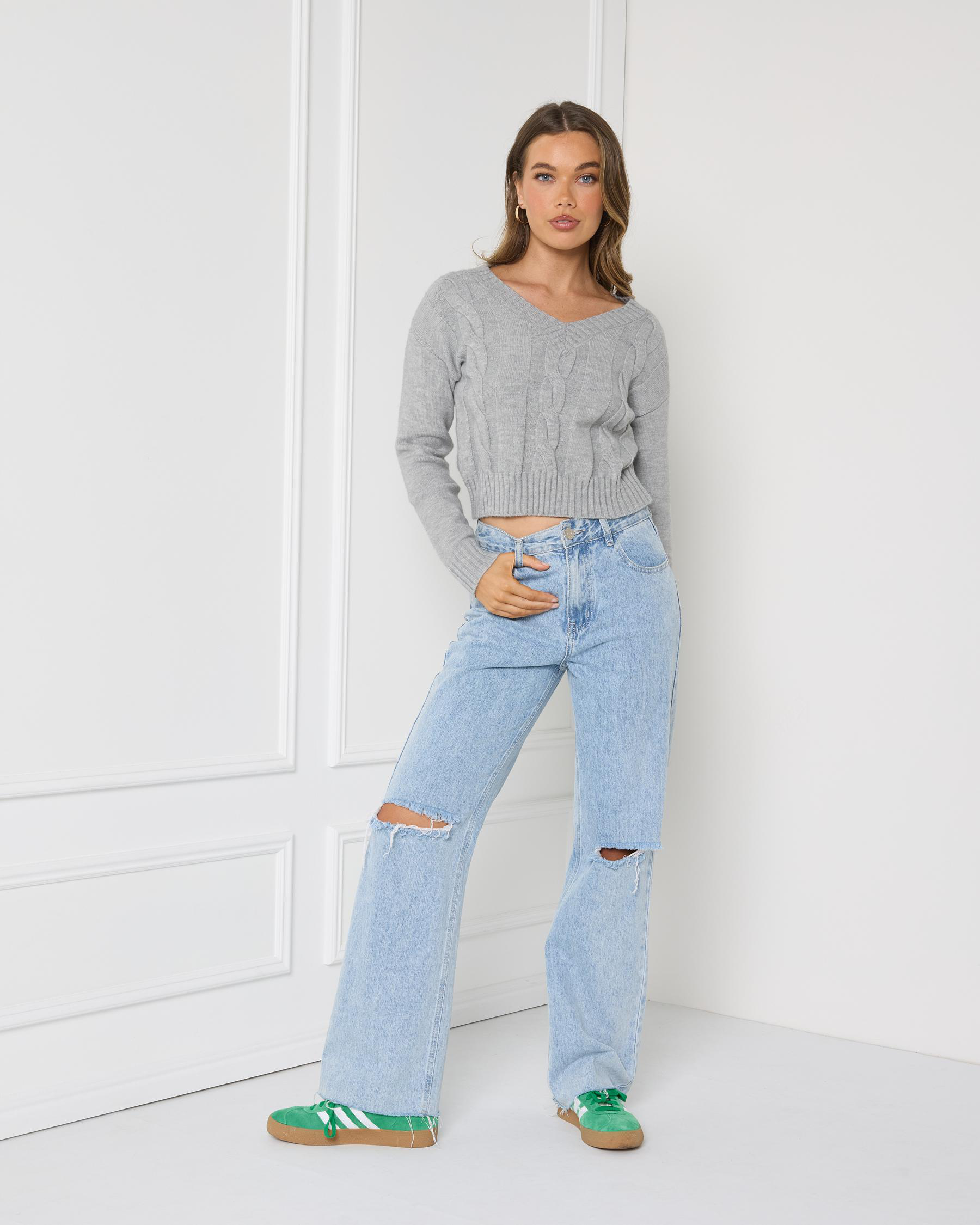 Dee Cable V Neck Knit Jumper