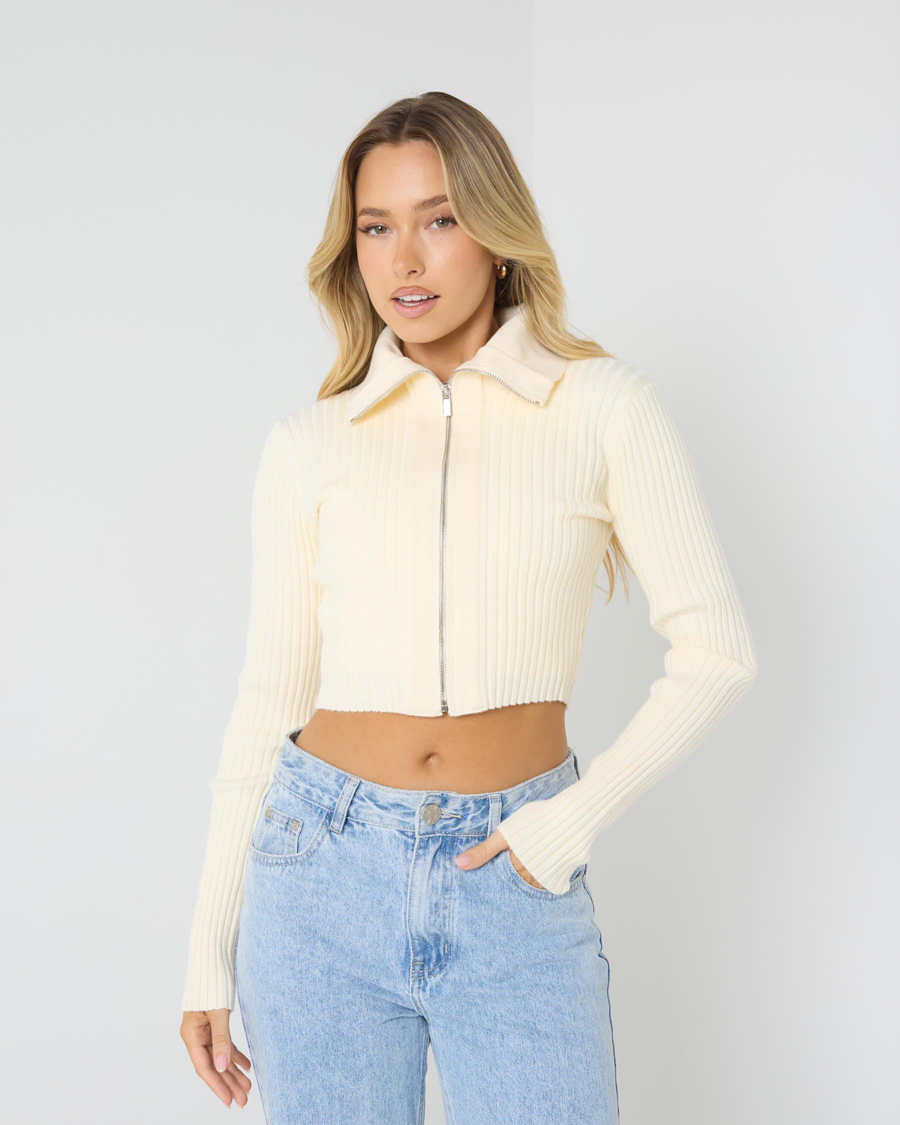 Regina Collared Zip Knit Jumper