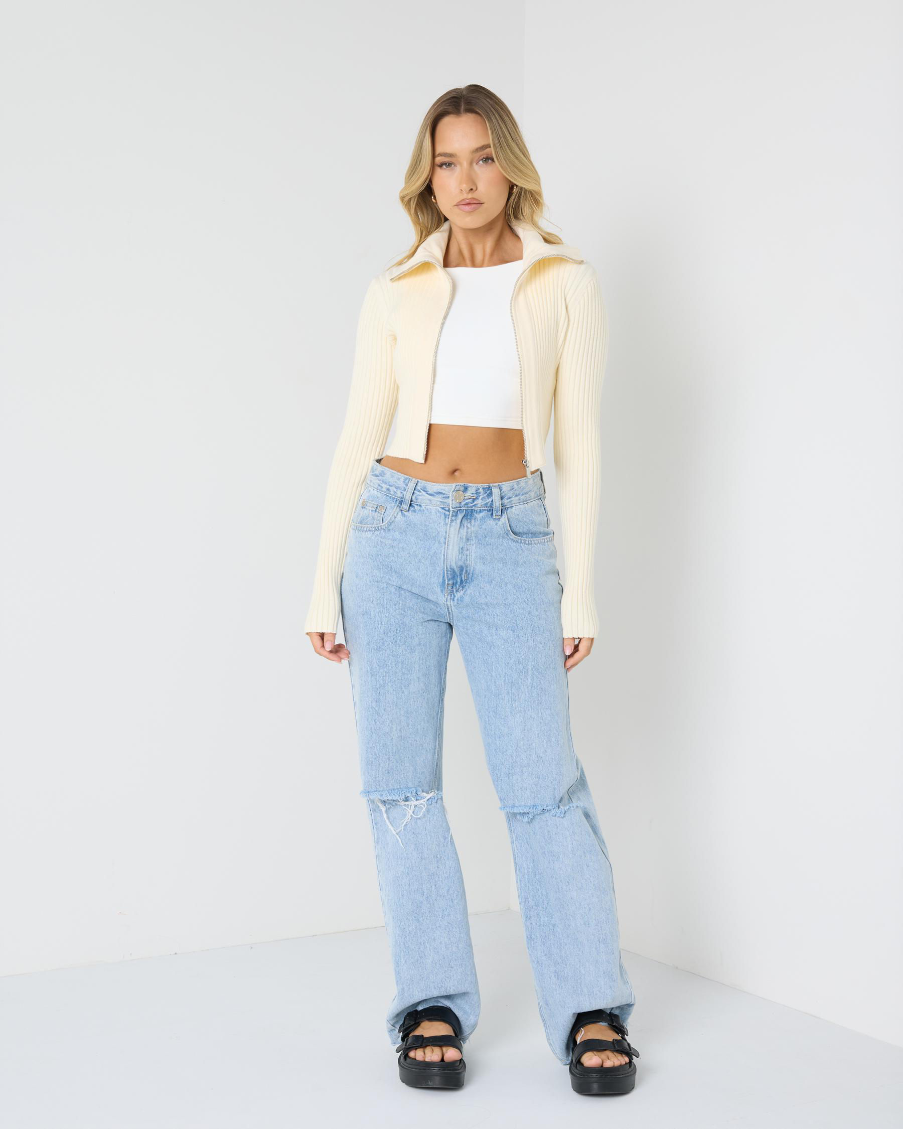 Regina Collared Zip Knit Jumper