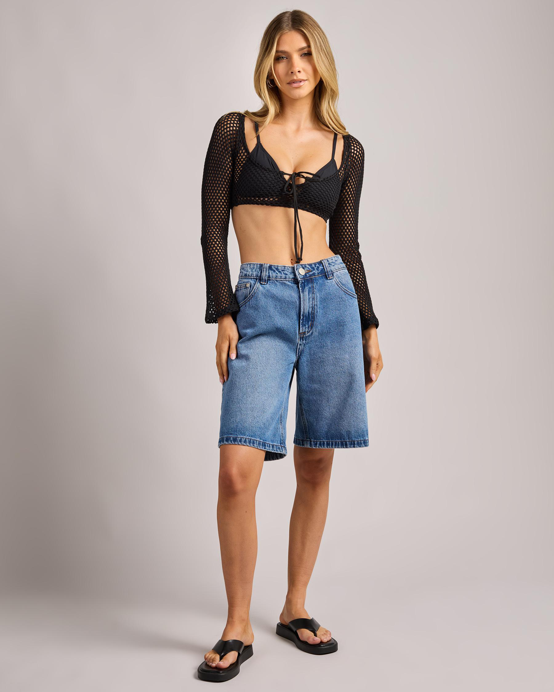 Layla Crochet Tie Up Long Sleeve Top