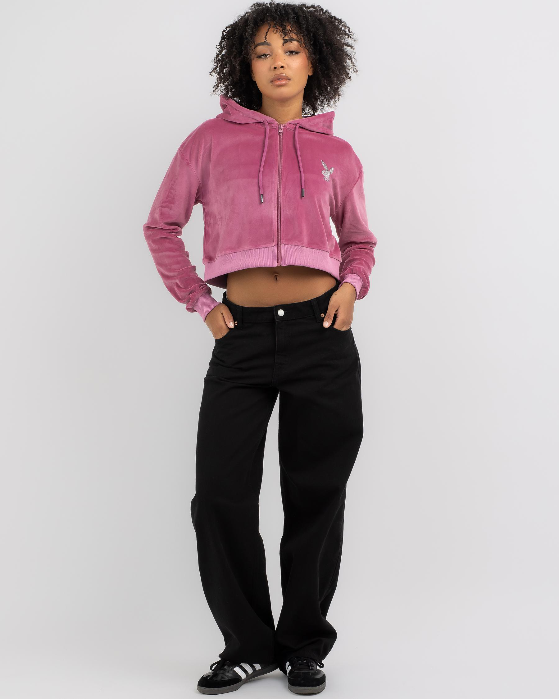 Bunny O Velour Cropped Hoodie