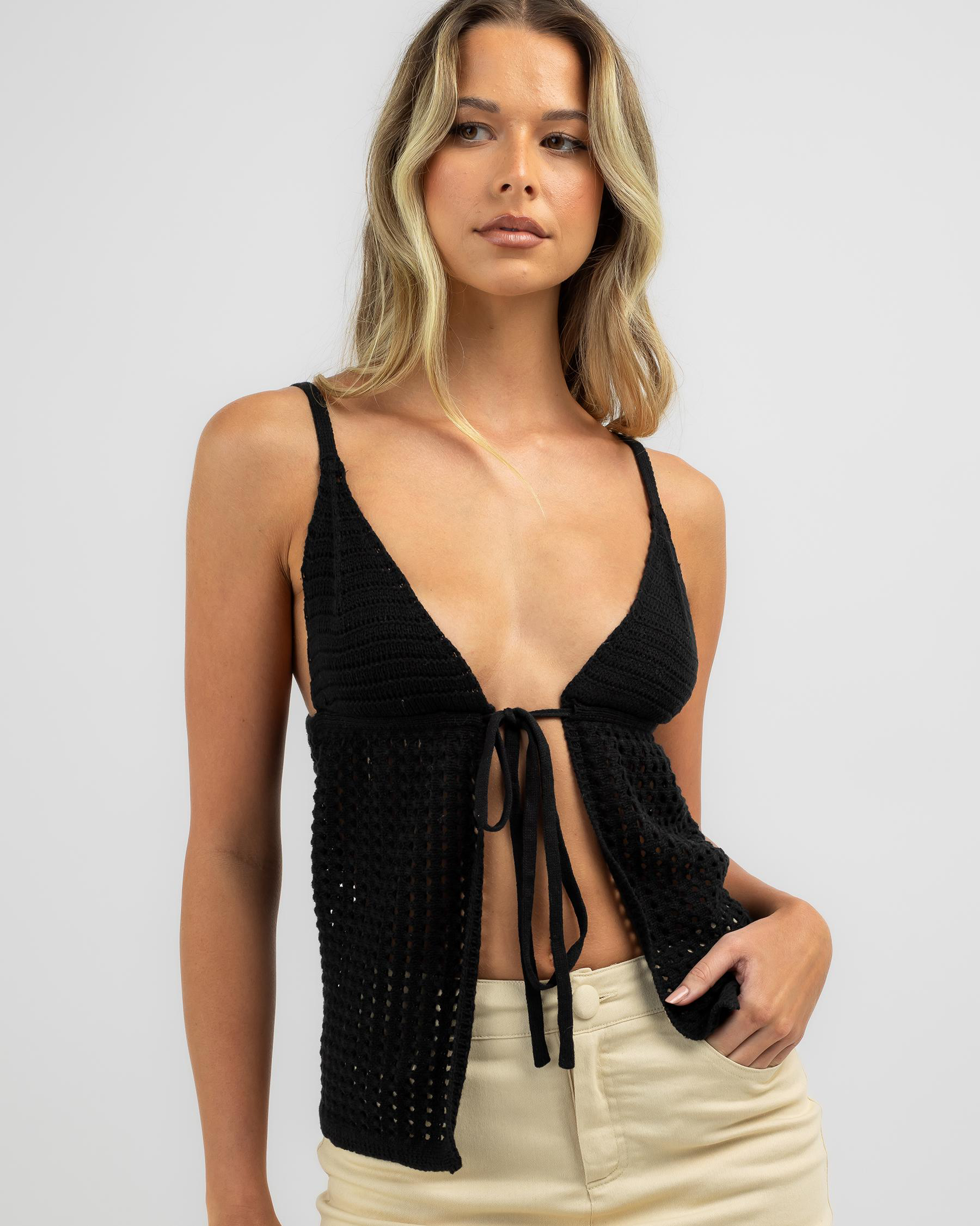 Jasmine Tie Front Knit Top