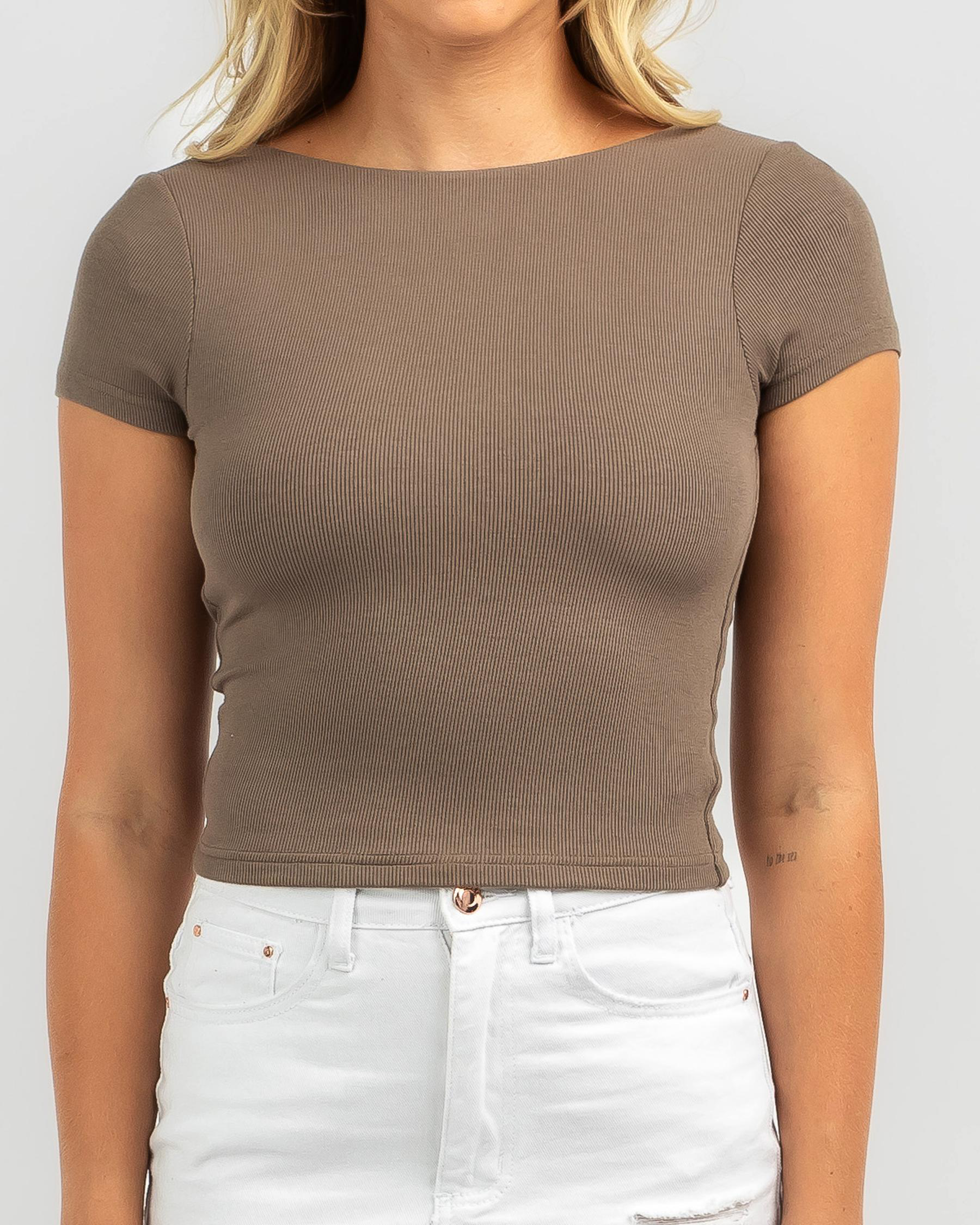 Basic Fine Rib Backless Tee