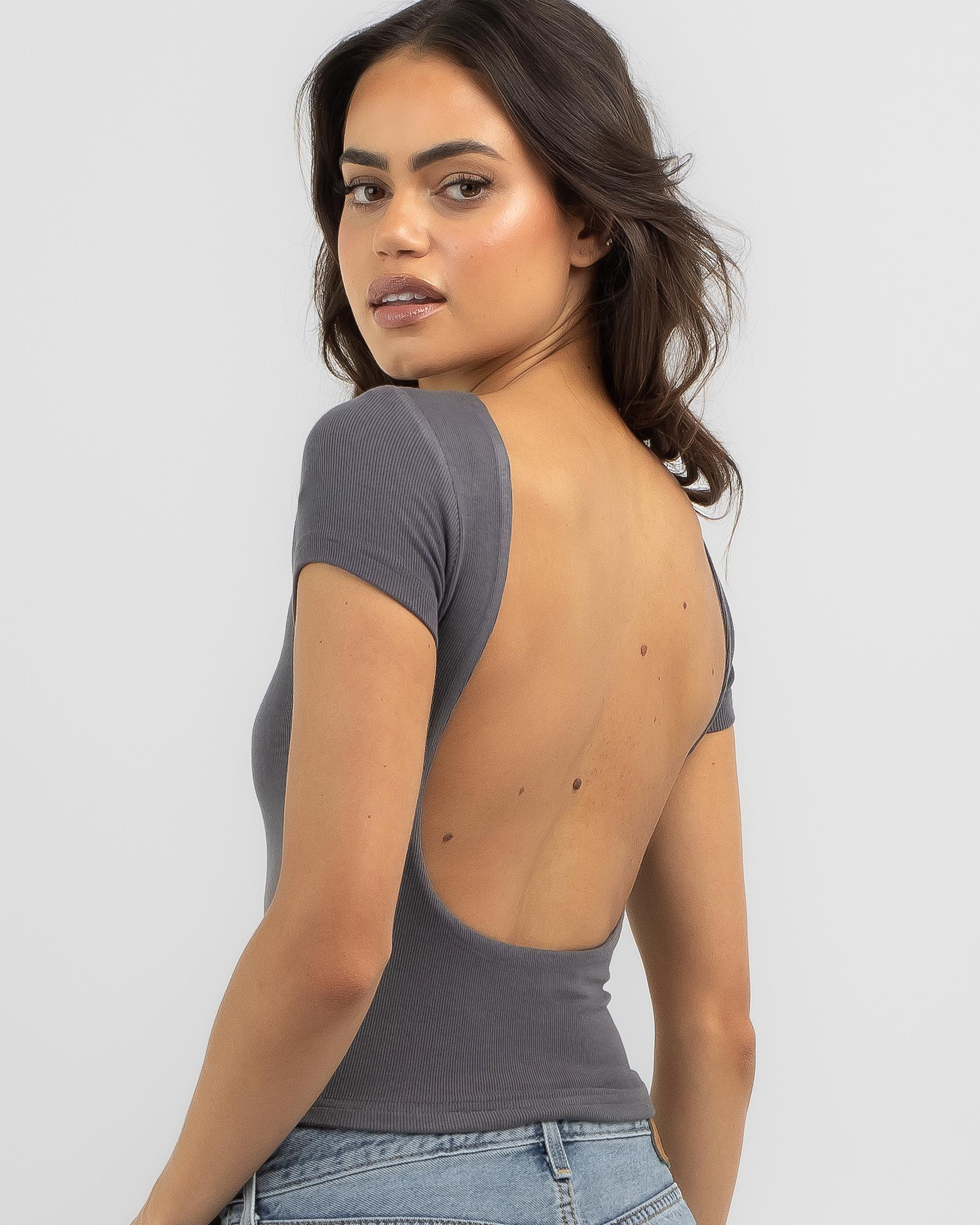Basic Fine Rib Backless Tee