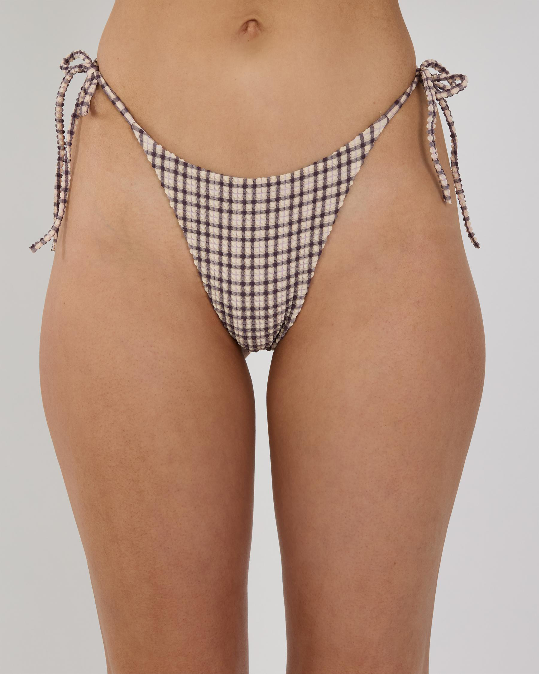 Claire Plaid Tie Side Ultra Skimpy Bikini Bottom