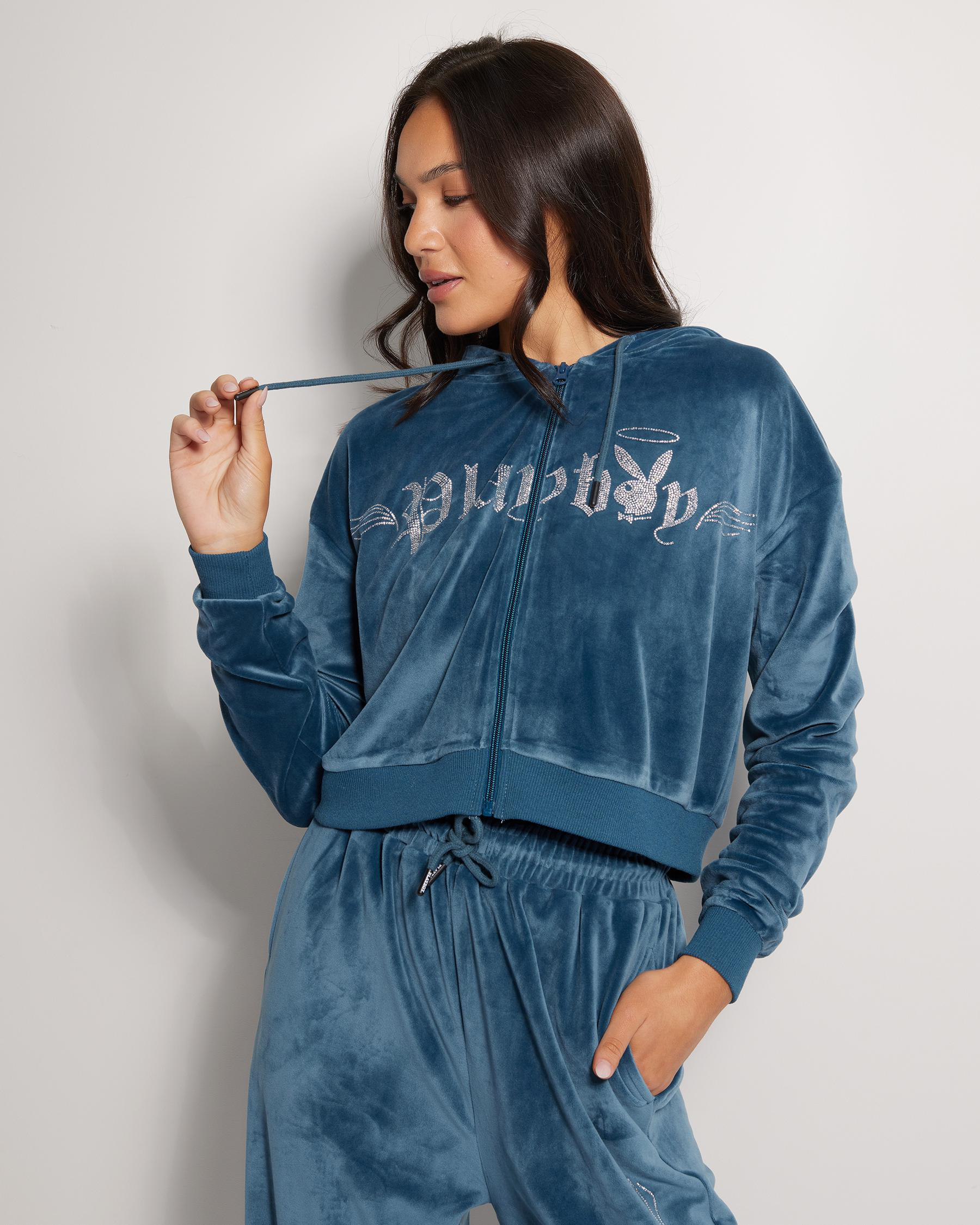 Bunny Angel Cropped Zip Hoodie