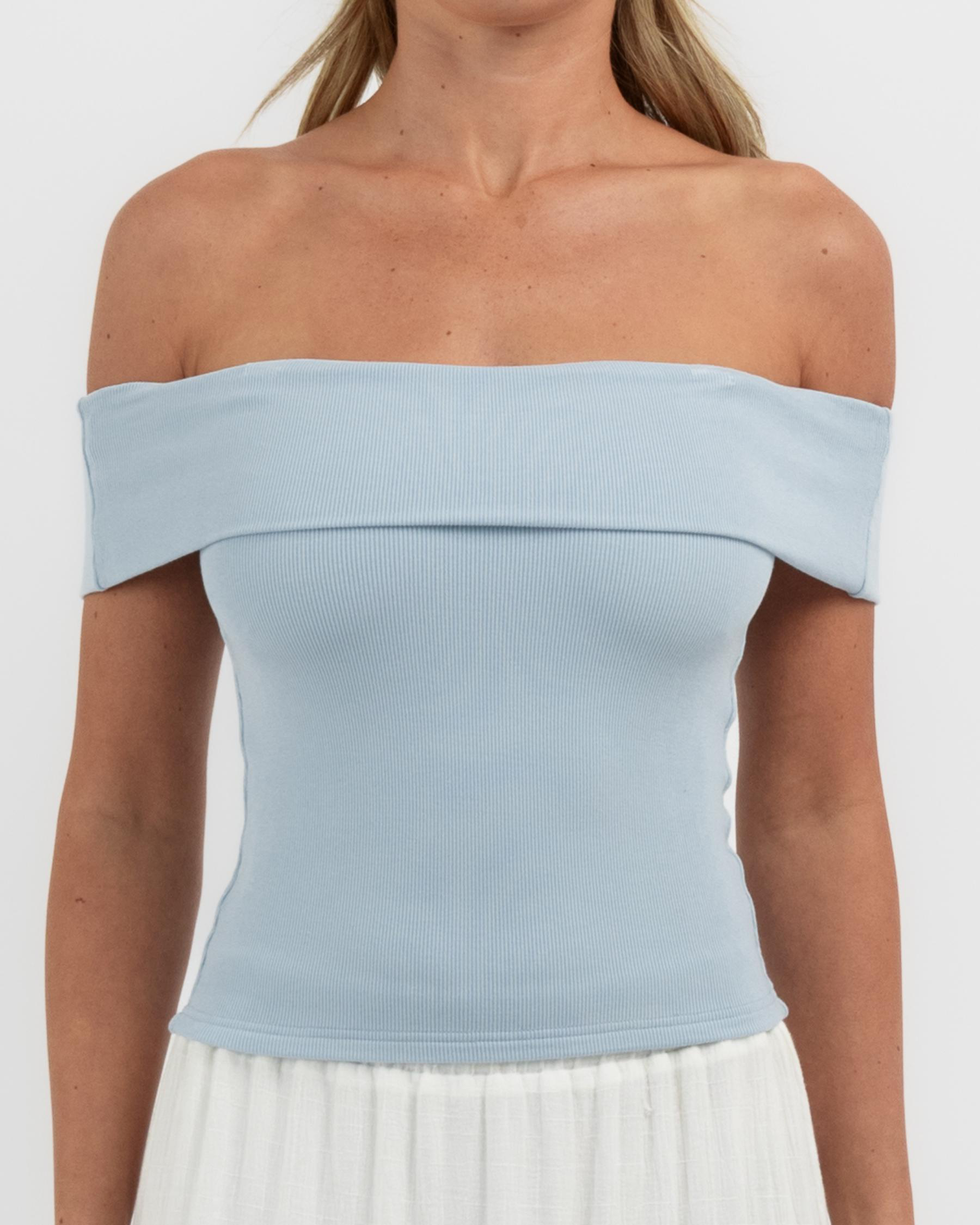 Basic Fine Rib Off Shoulder Top