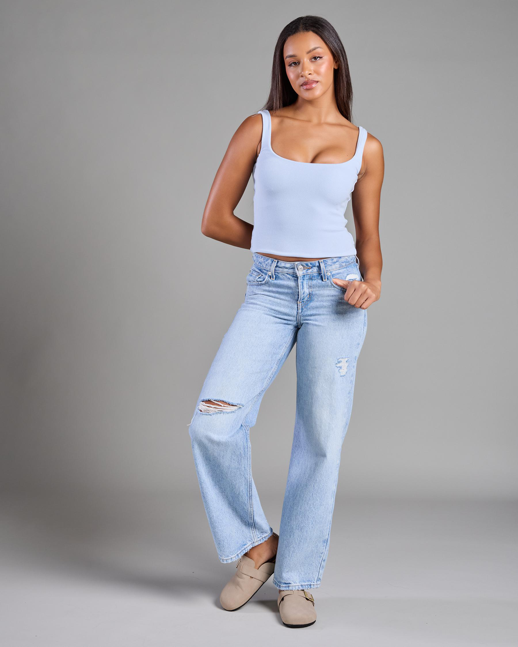 Basic Square Neck Rib Tank Top