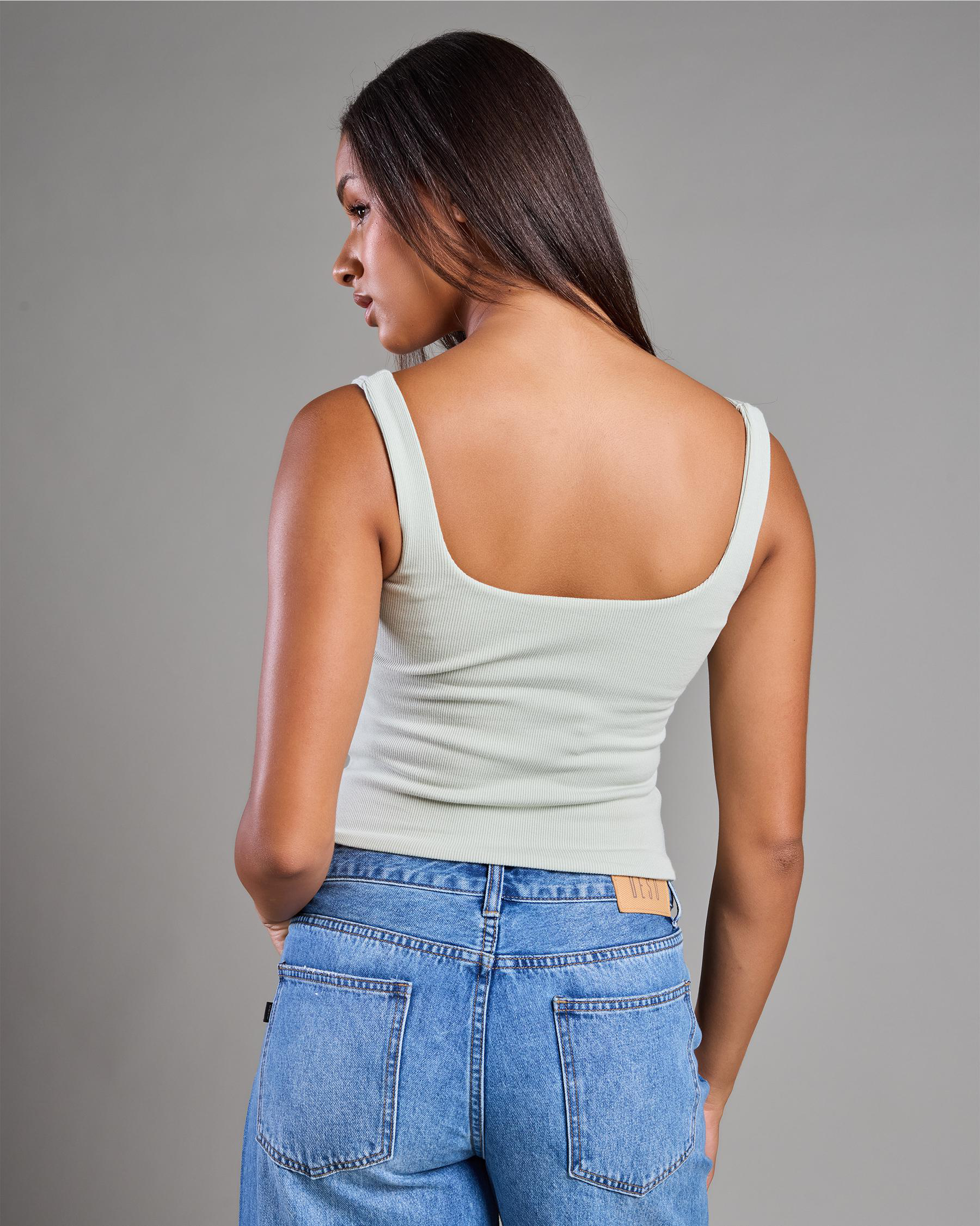 Basic Square Neck Rib Tank Top