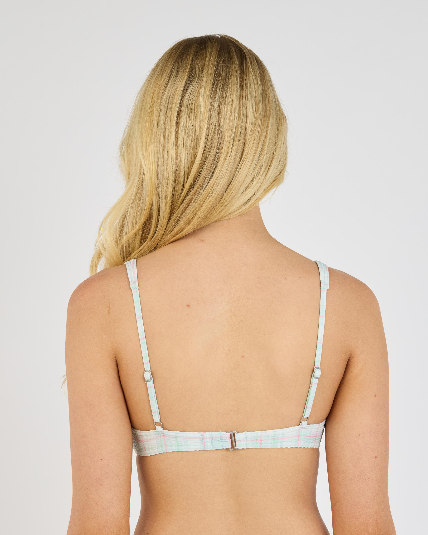 Summer Plaid Scooped Bralette Bikini Top