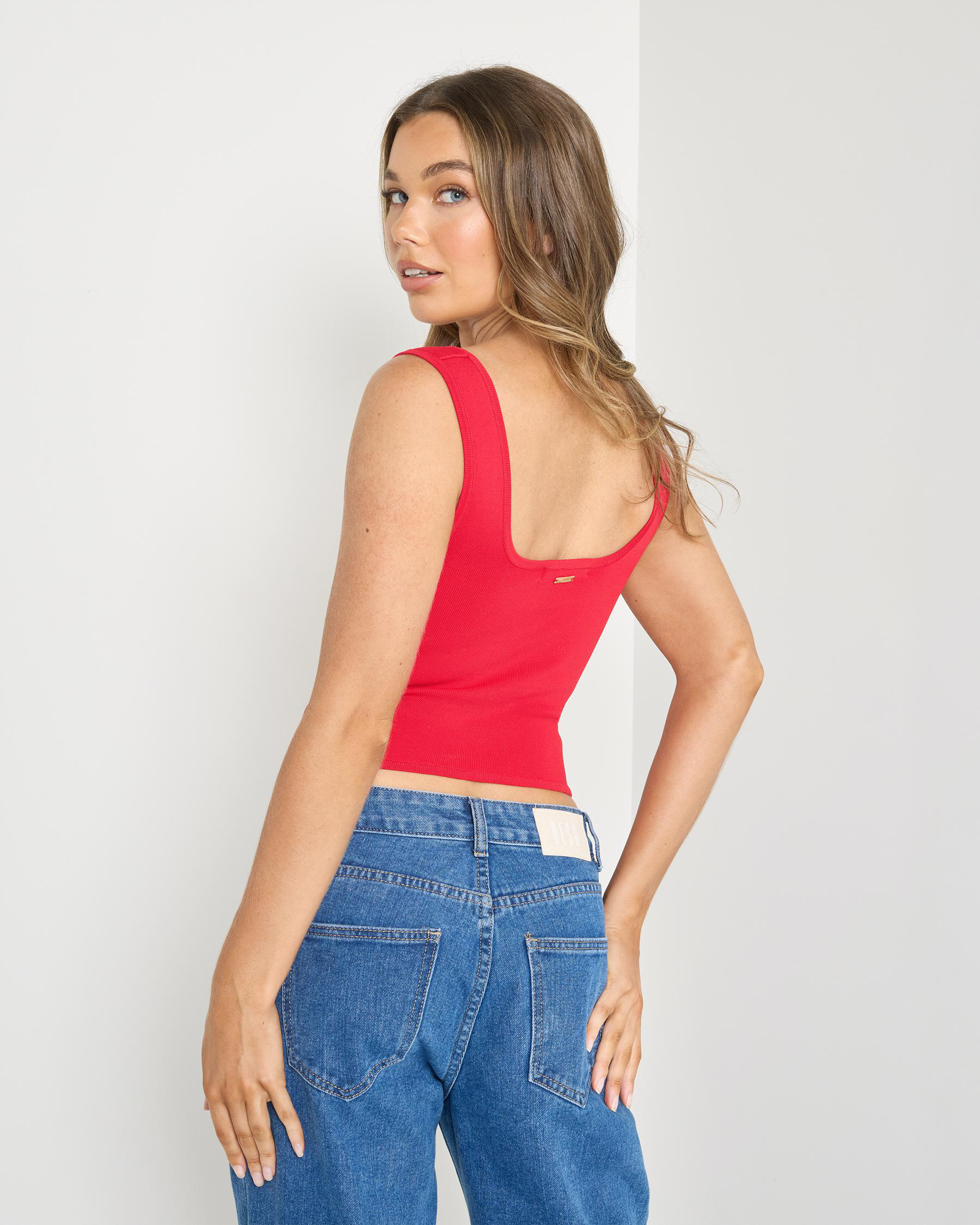 Basic Square Neck Knit Tank Top