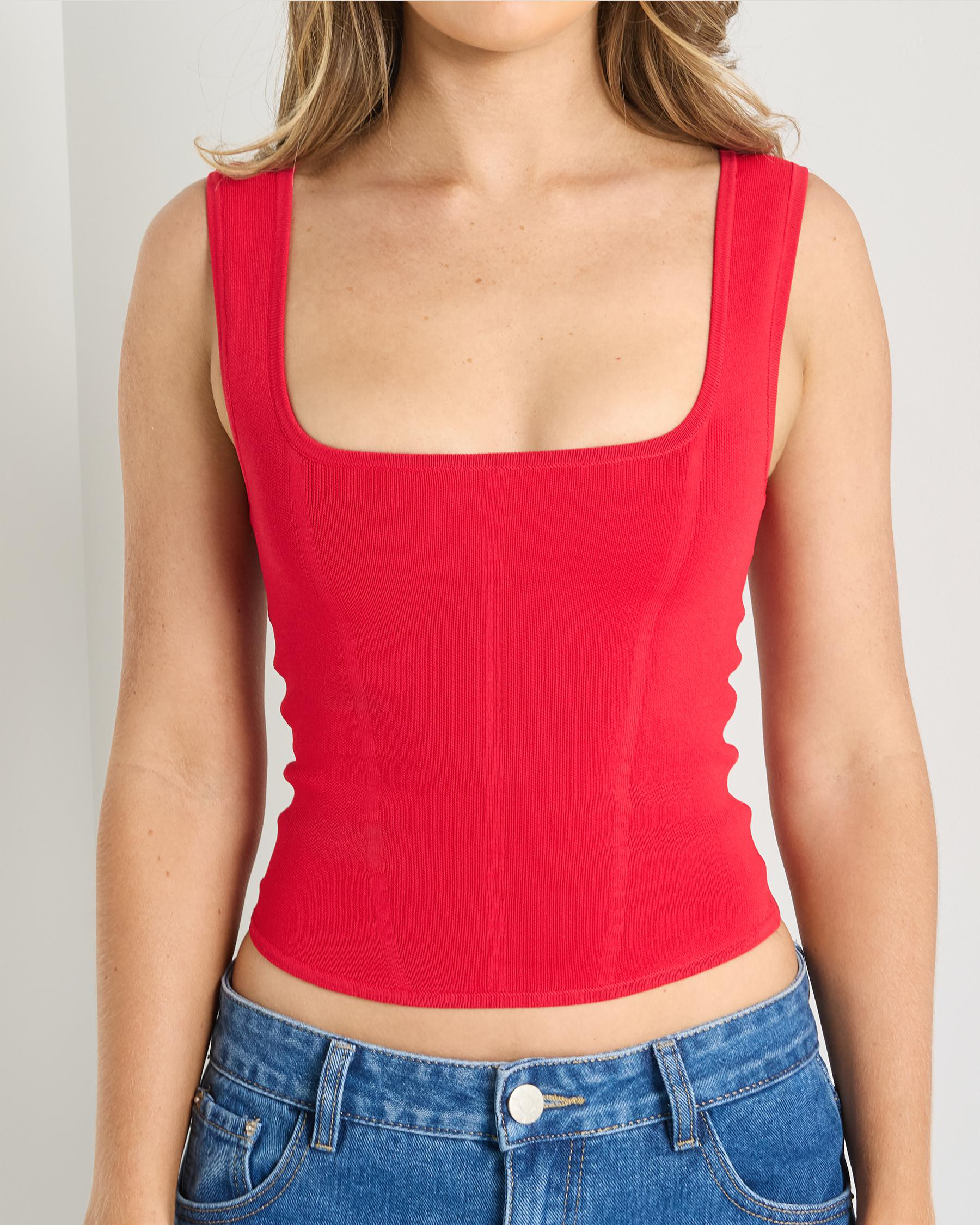 Basic Square Neck Knit Tank Top