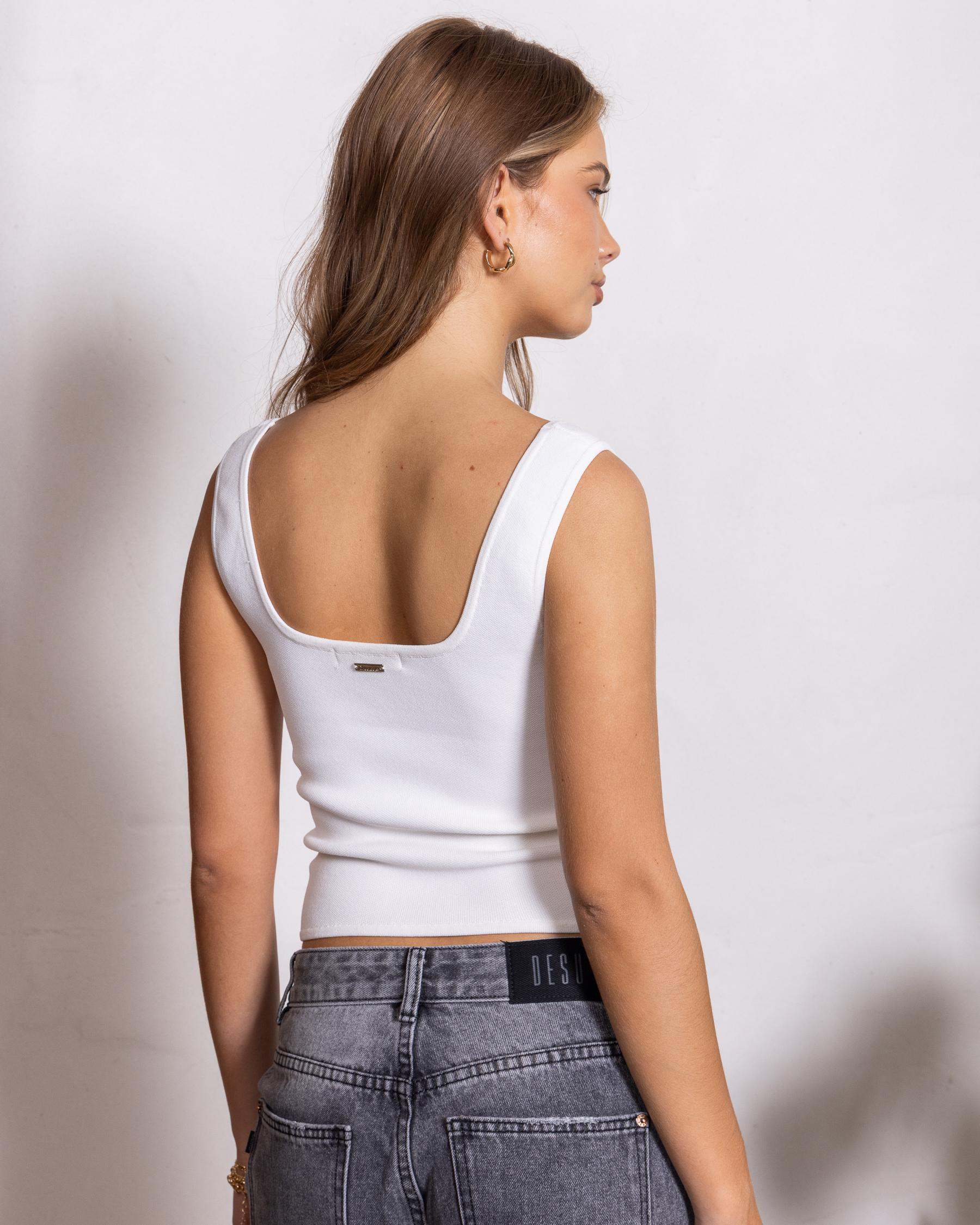 Basic Square Neck Knit Tank Top