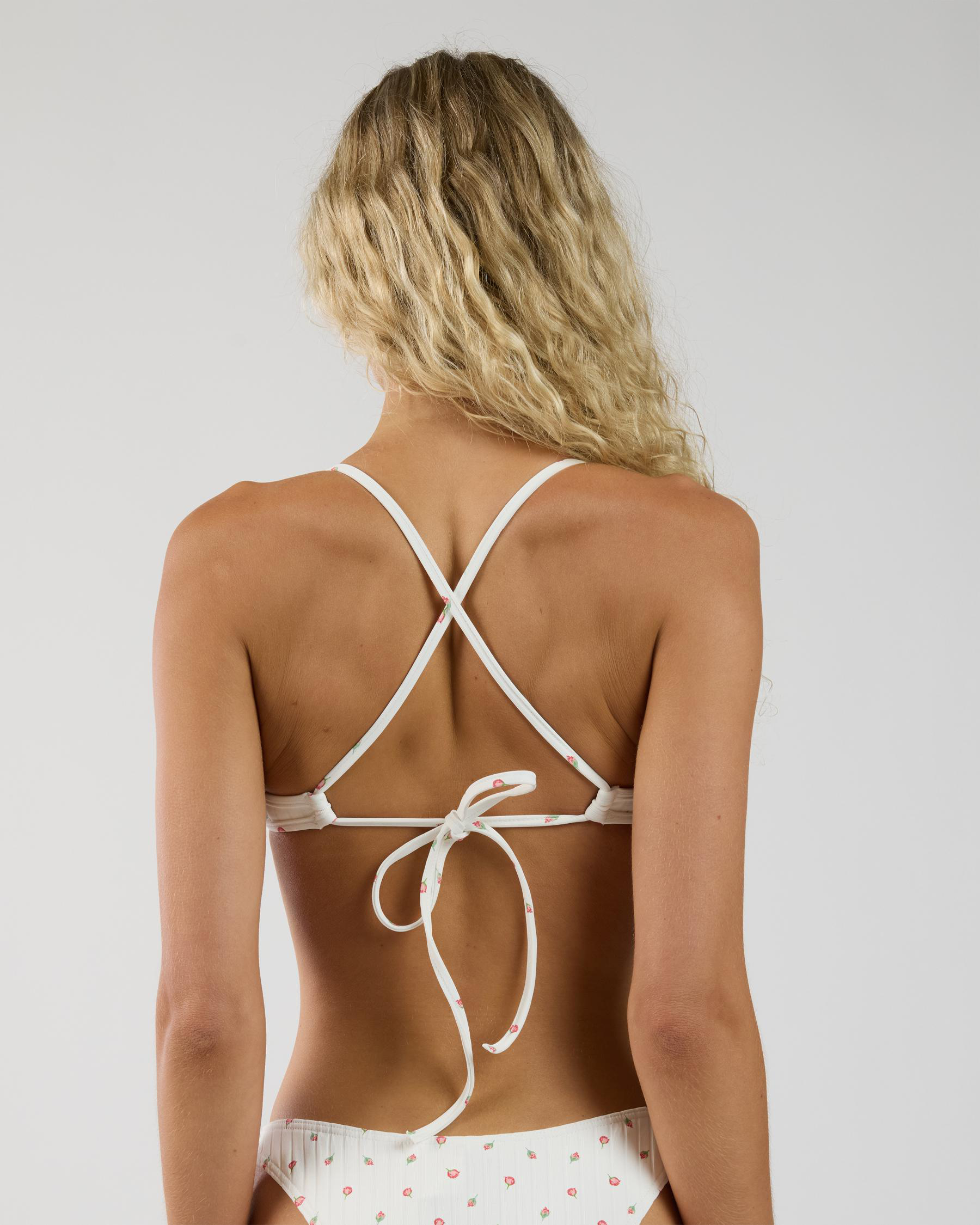 Rose Bud Fixed Triangle Crossback Bikini Top