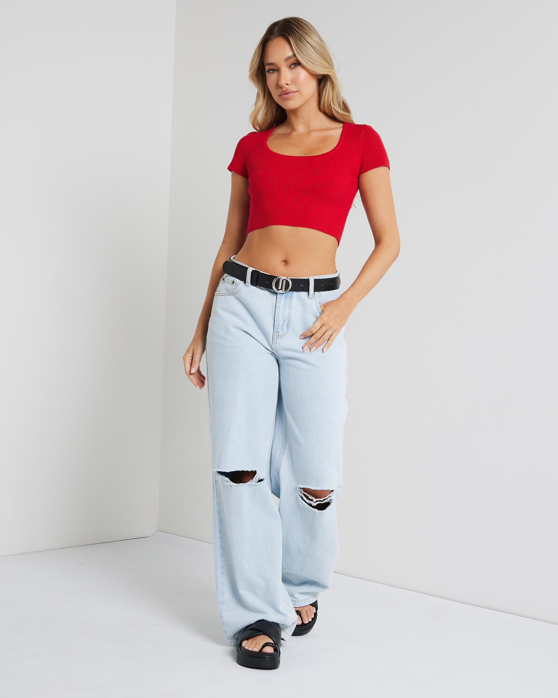 Basic Square Neck Knit Top