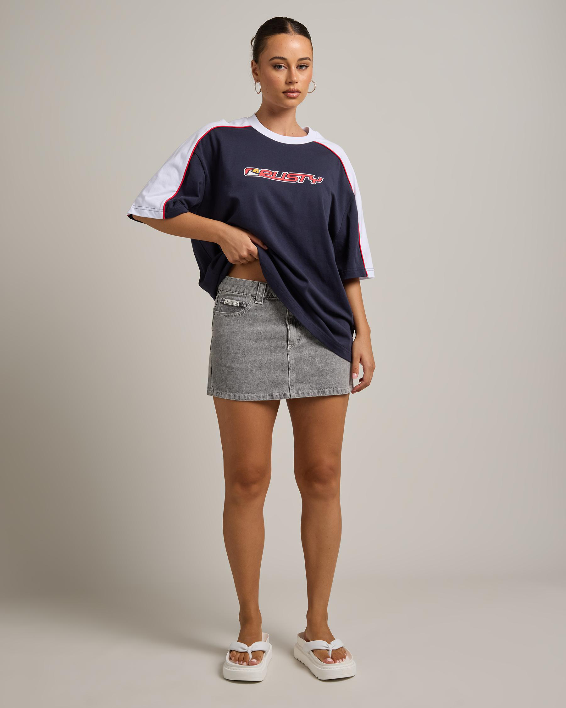 Mavericks Low Rise Denim Mini Skirt