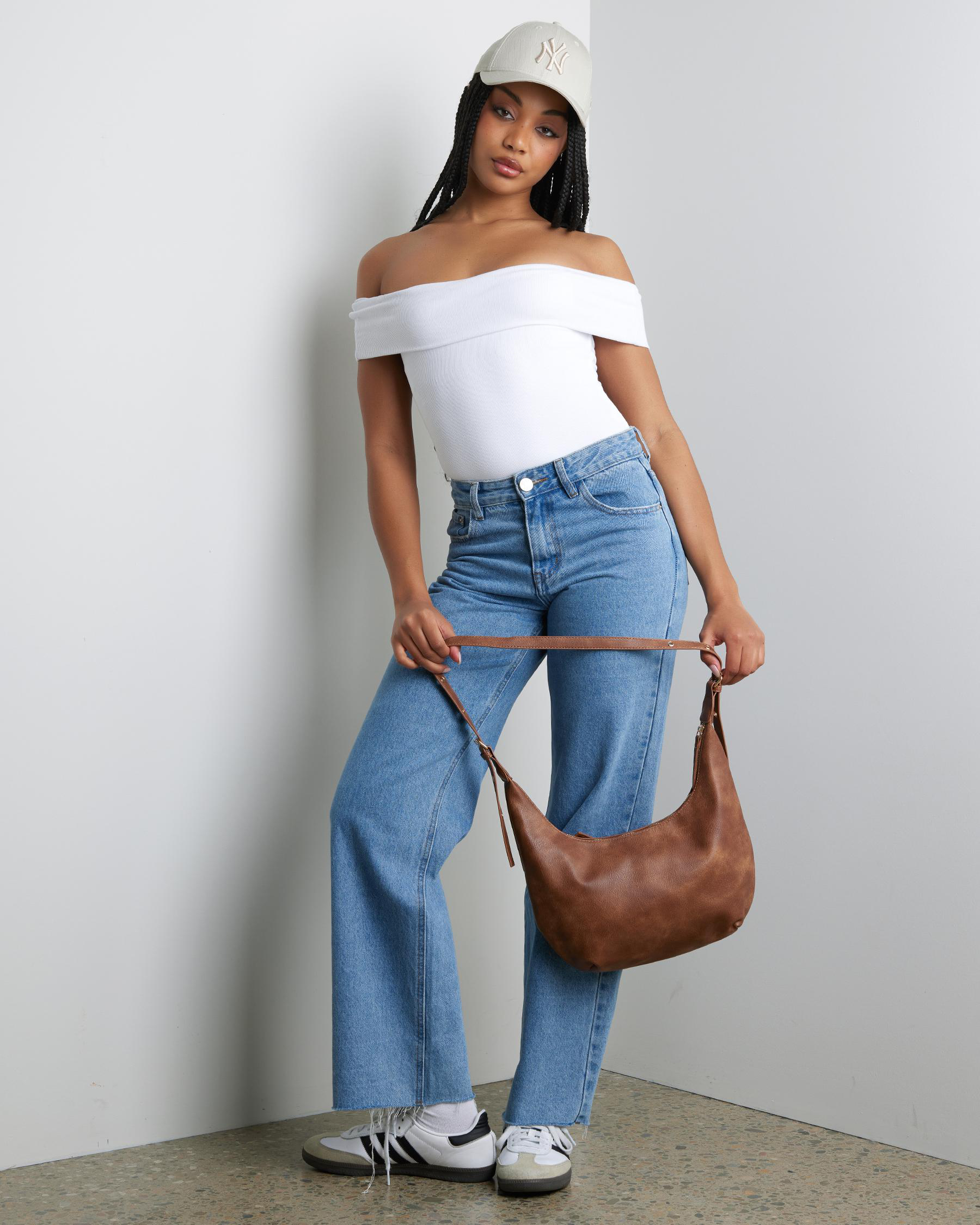 Fine Rib Off Shoulder Bodysuit