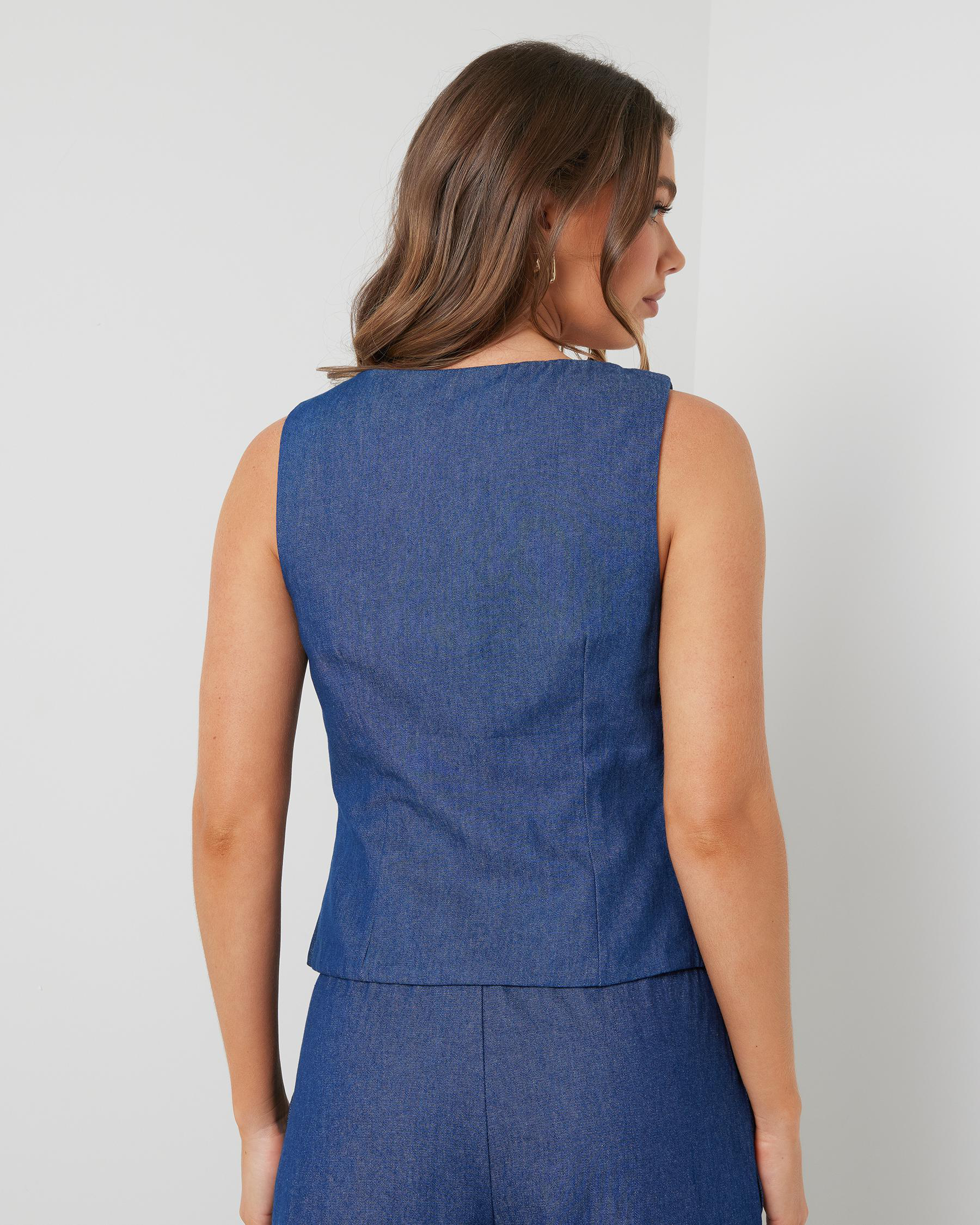 Lila Denim Tie Front Vest