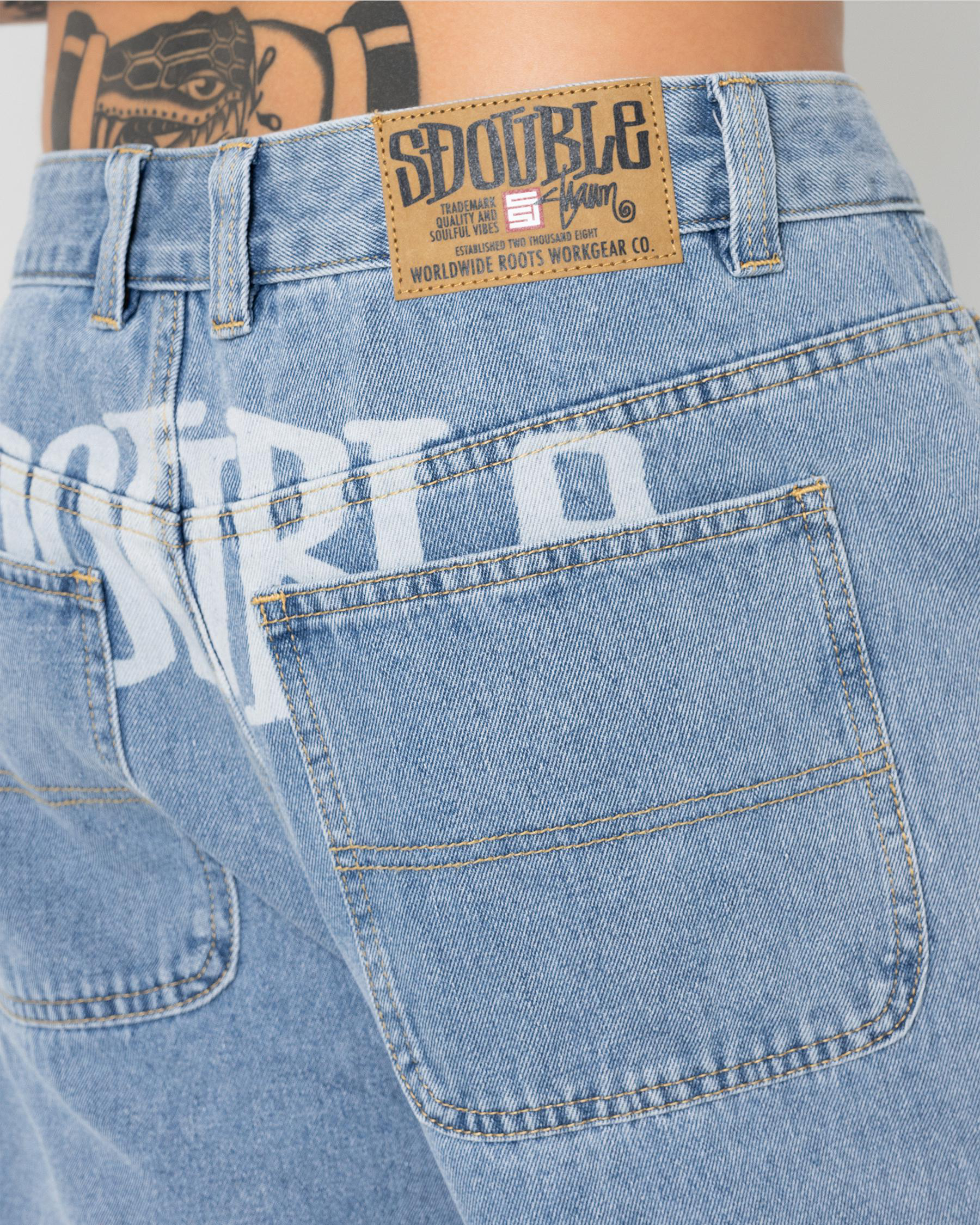 Print Denim Standard Shorts