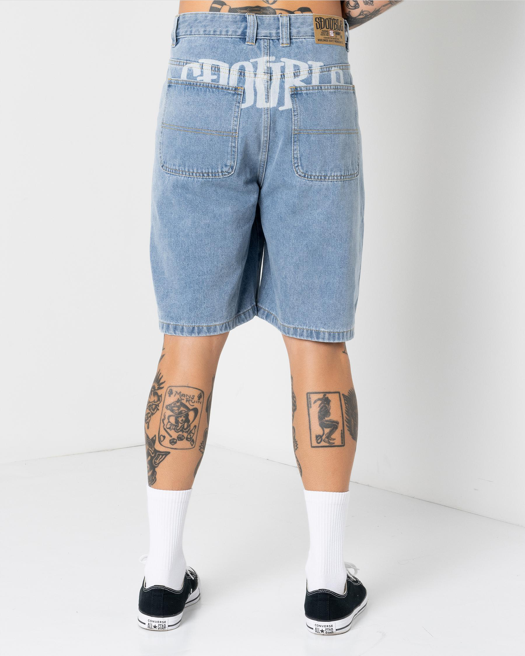 Print Denim Standard Shorts