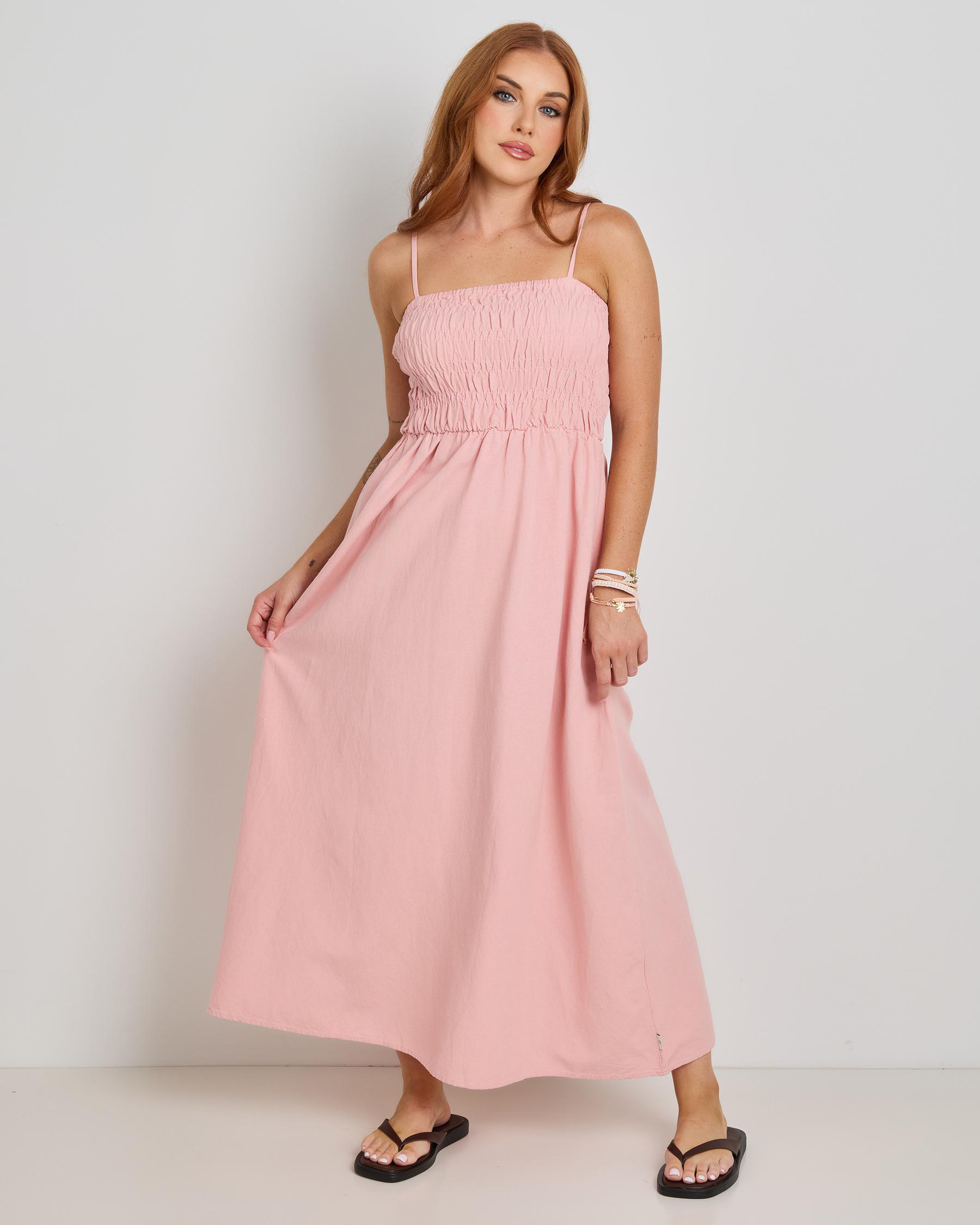 Classic Shirred Midi Dress