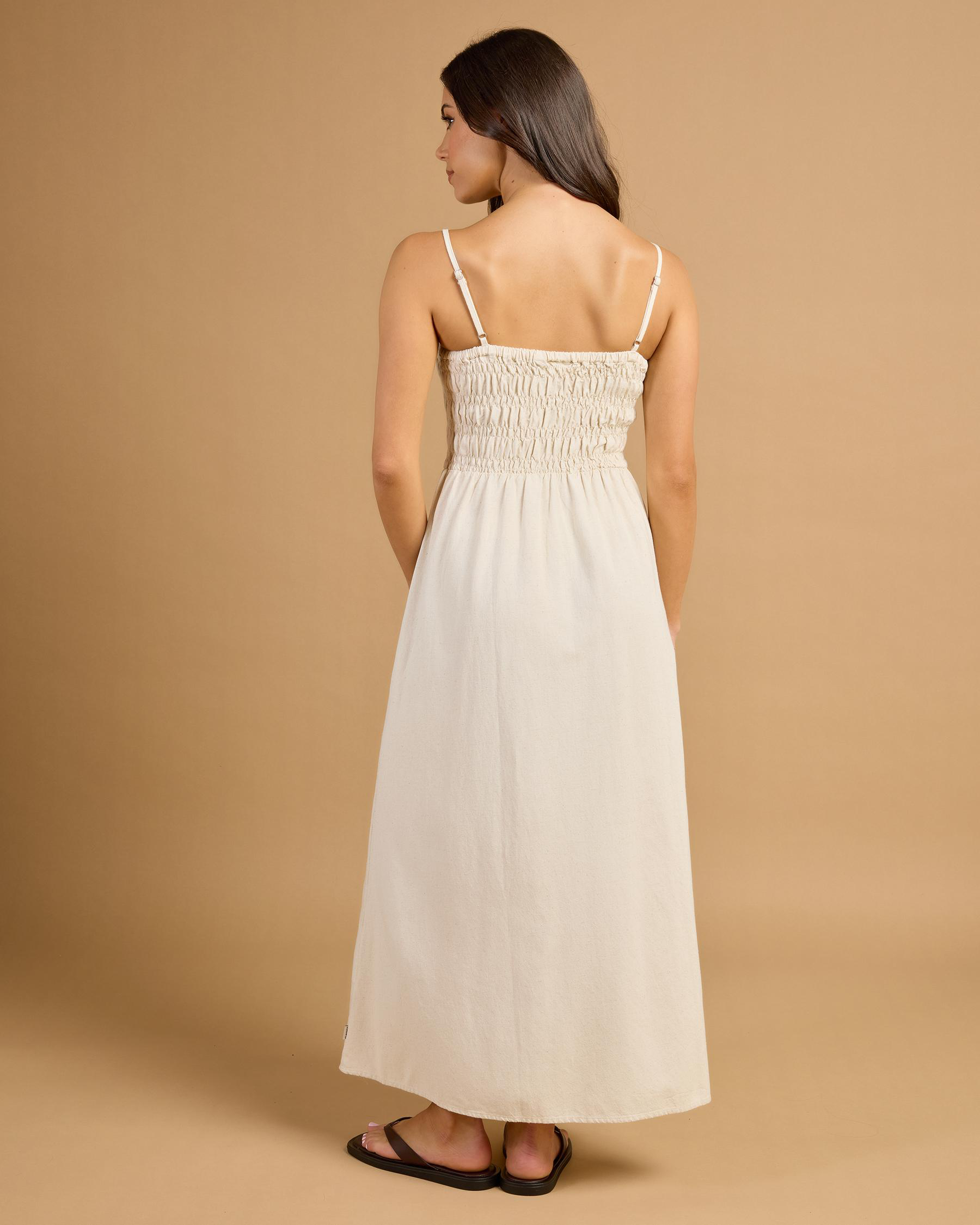 Classic Shirred Midi Dress